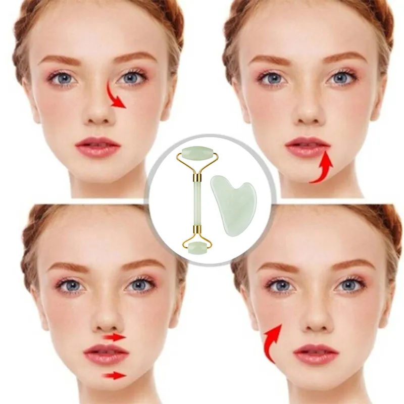 Facial Body Massager Quartz Jade Roller Smoothing Fine Lines Scraping Plate