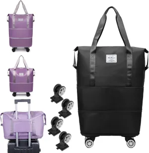 Family Life Travel Bag With Wheels, 2025 New Large Capacity Travel Bag - Universal Wheel Removable, 27L - 50L TravelBag (Black)