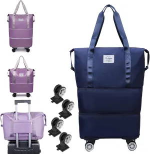 Family Life Travel Bag With Wheels, 2025 New Large Capacity Travel Bag - Universal Wheel Removable, 27L - 50L TravelBag (Blue)