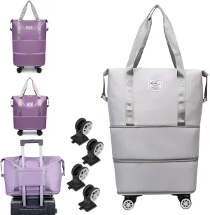 Family Life Travel Bag With Wheels, 2025 New Large Capacity Travel Bag - Universal Wheel Removable, 27L - 50L TravelBag (Gray)