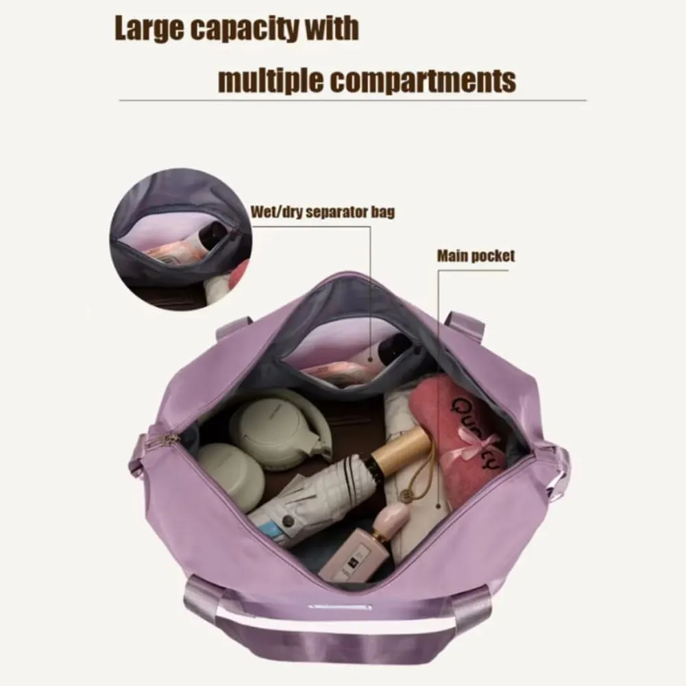 Family Life Travel Bag With Wheels, 2025 New Large Capacity Travel Bag - Universal Wheel Removable, 27L - 50L TravelBag (Light Purple)