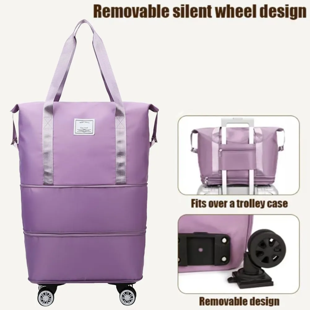 Family Life Travel Bag With Wheels, 2025 New Large Capacity Travel Bag - Universal Wheel Removable, 27L - 50L TravelBag (Light Purple)