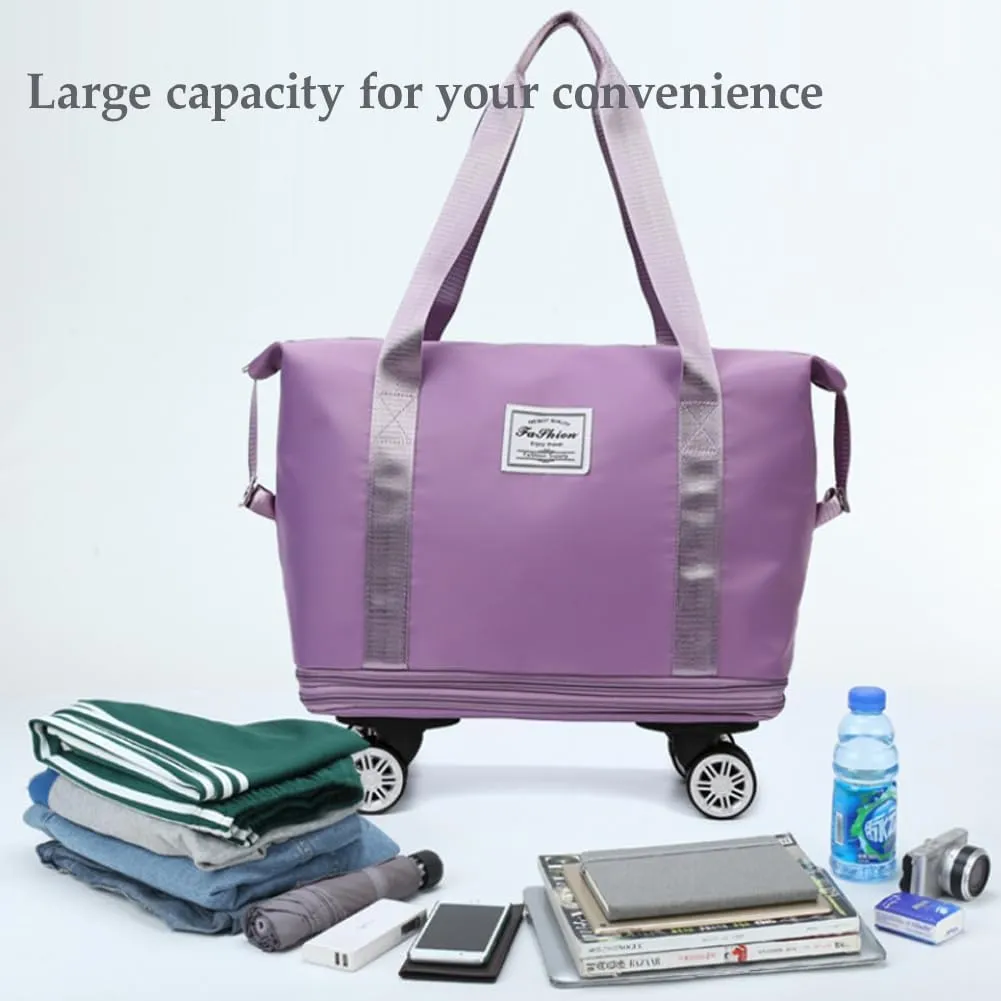 Family Life Travel Bag With Wheels, 2025 New Large Capacity Travel Bag - Universal Wheel Removable, 27L - 50L TravelBag (Light Purple)