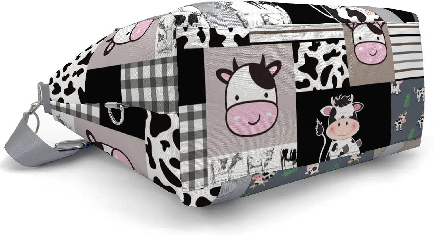 Farm Cow Cattle Plaid Patchwork Personalized Gym Dance Bag for Girls Boys,Custom Name Sport Duffel Bag Weekender Bags Carry On Travel Duffel Bag