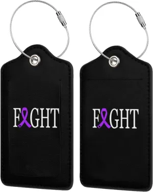 Fight Lung Pancreatic Cancer Awareness 2 Leather Luggage Tags for Bags Gifts for Men Women6