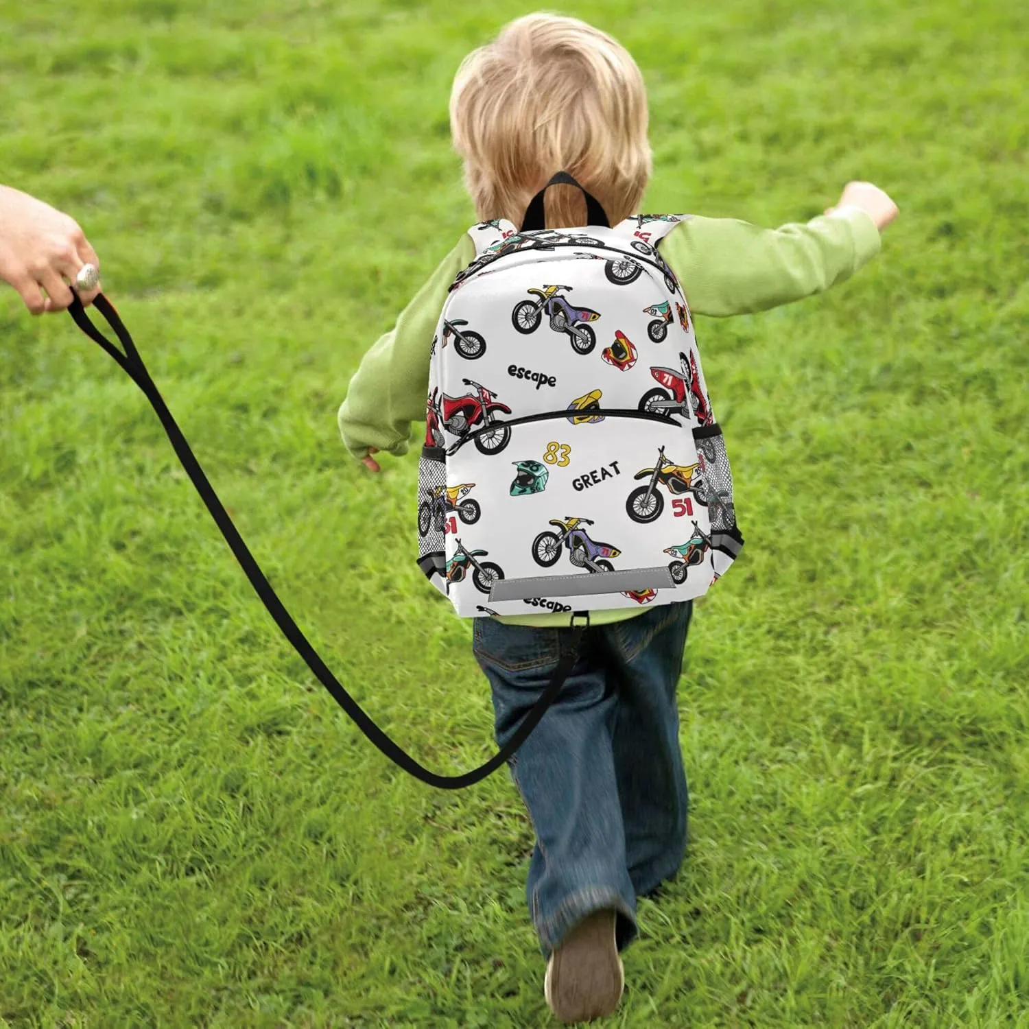 Fisyme Vintage Motorcycle Backpack Schoolbag Kids Daypack Toddler Travel School Bag Small Mini Backpacks for Kindergarten Preschool Nursery Boys Girl