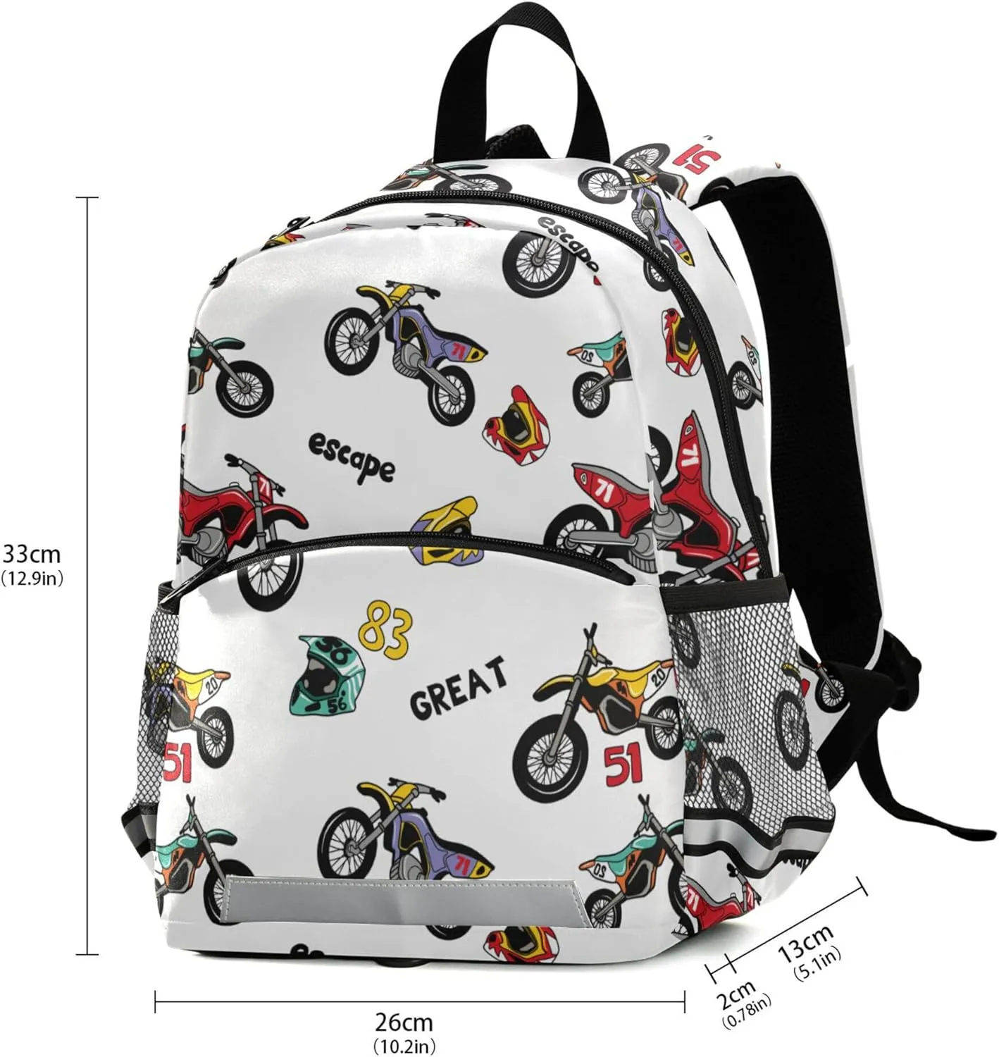 Fisyme Vintage Motorcycle Backpack Schoolbag Kids Daypack Toddler Travel School Bag Small Mini Backpacks for Kindergarten Preschool Nursery Boys Girl