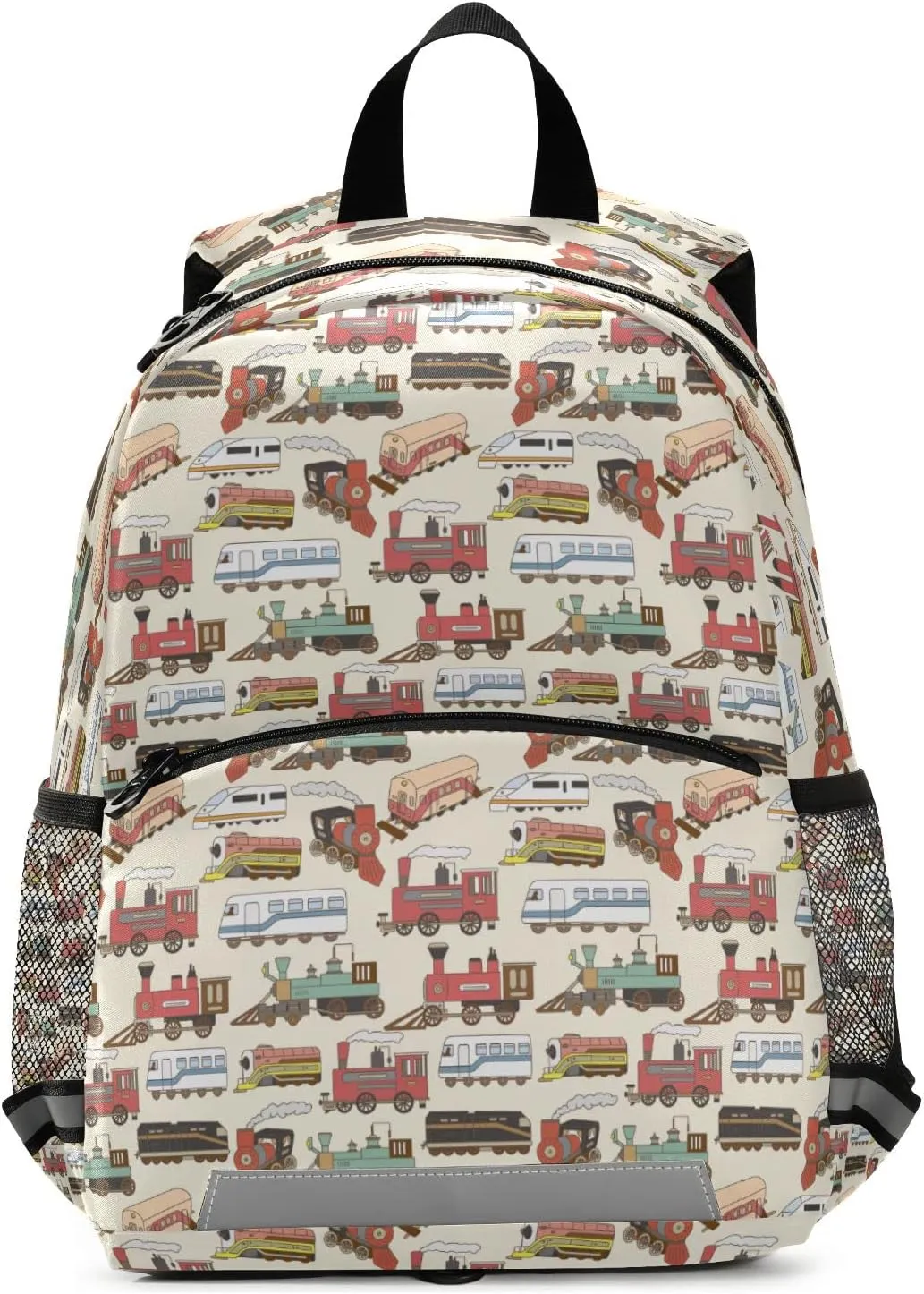 Fisyme Vintage Trains Backpack Schoolbag Kids Daypack Toddler Travel School Bag Small Mini Backpacks for Kindergarten Preschool Nursery Children Boys Girls with Chest Strap