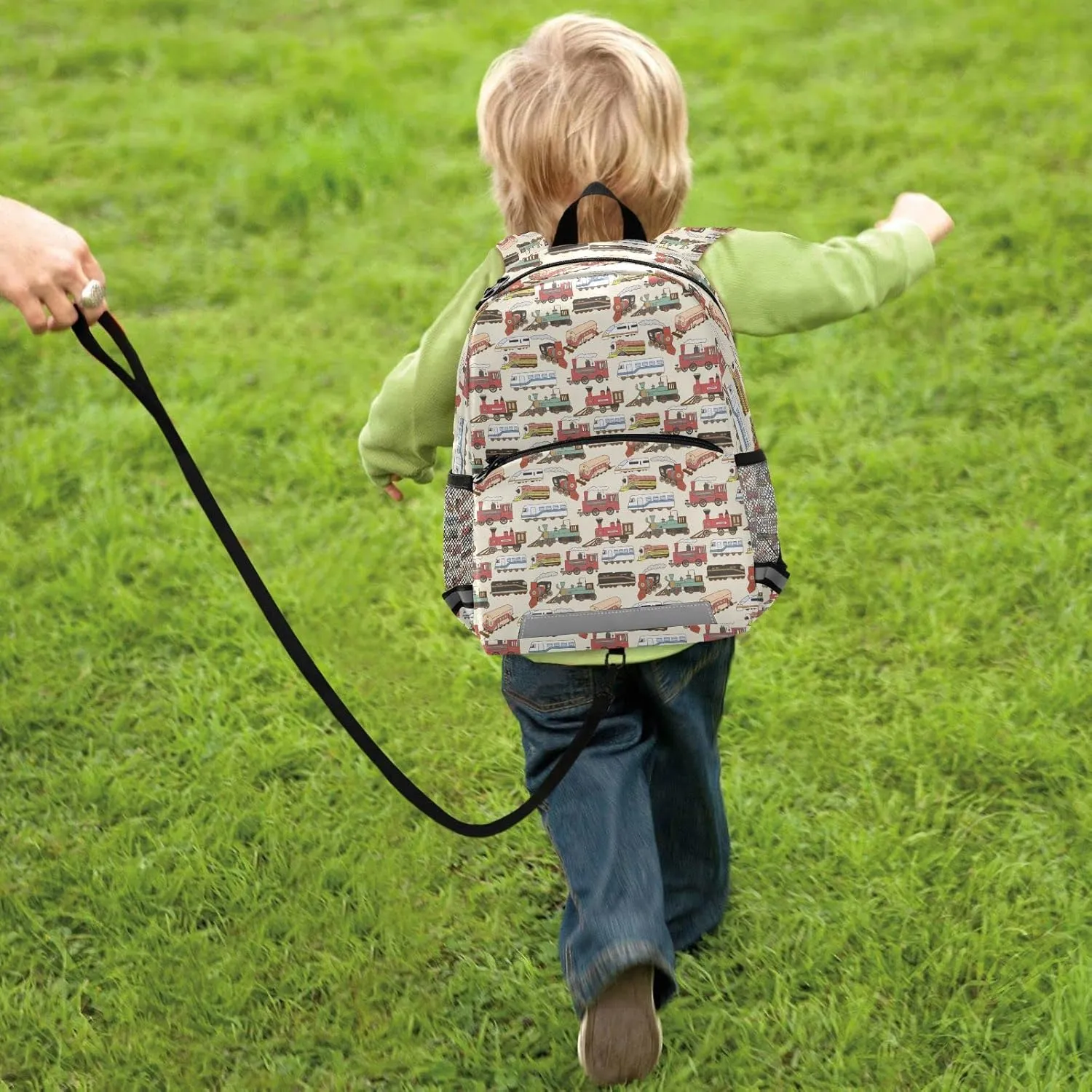 Fisyme Vintage Trains Backpack Schoolbag Kids Daypack Toddler Travel School Bag Small Mini Backpacks for Kindergarten Preschool Nursery Children Boys Girls with Chest Strap