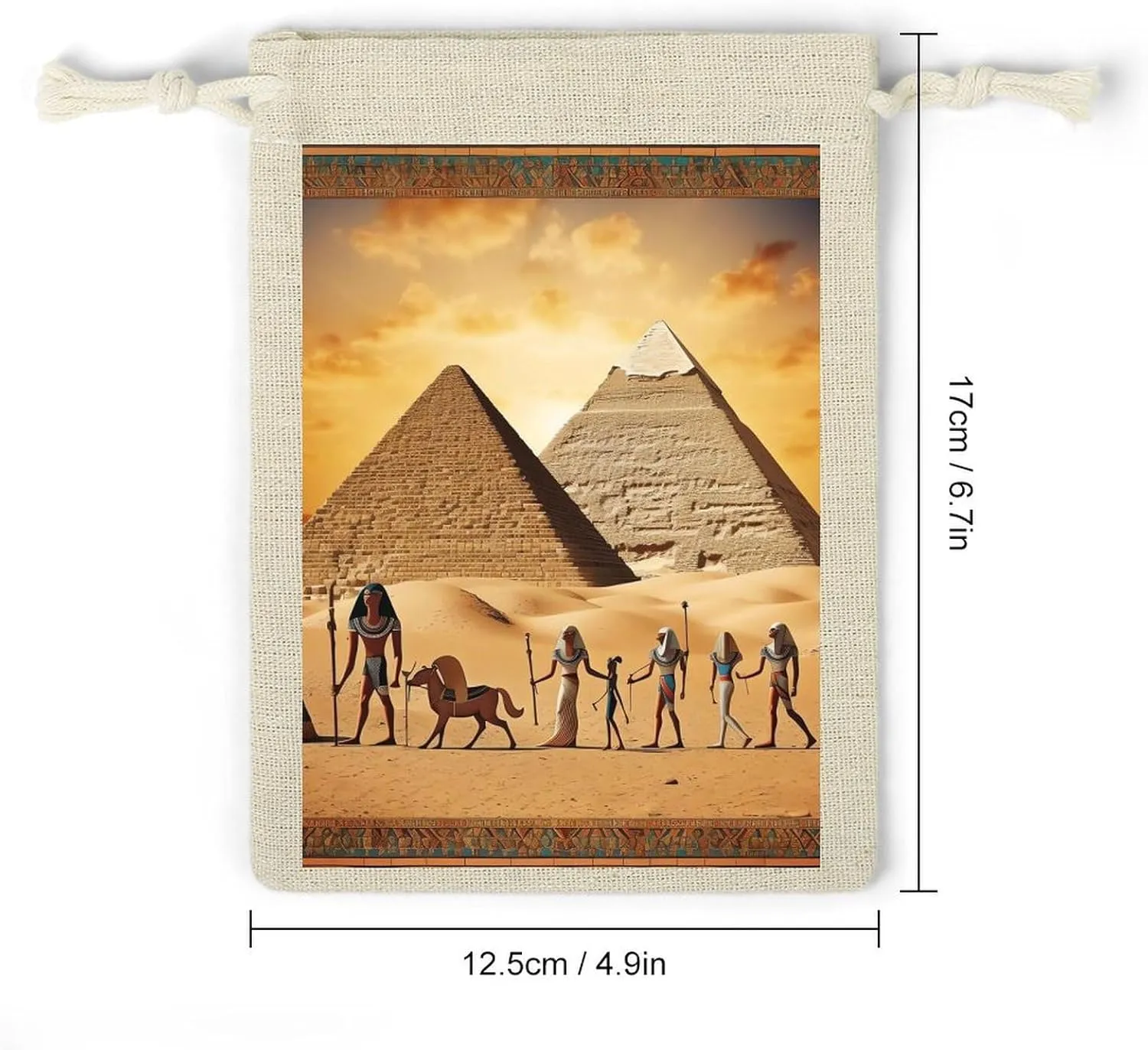 FJWKLRBV Ancient Egypt Small Burlap Bags 8 PCS Burlap Gift Bags with Drawstring Storage Bag Jewelry Pouch