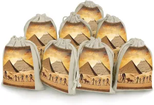 FJWKLRBV Ancient Egypt Small Burlap Bags 8 PCS Burlap Gift Bags with Drawstring Storage Bag Jewelry Pouch