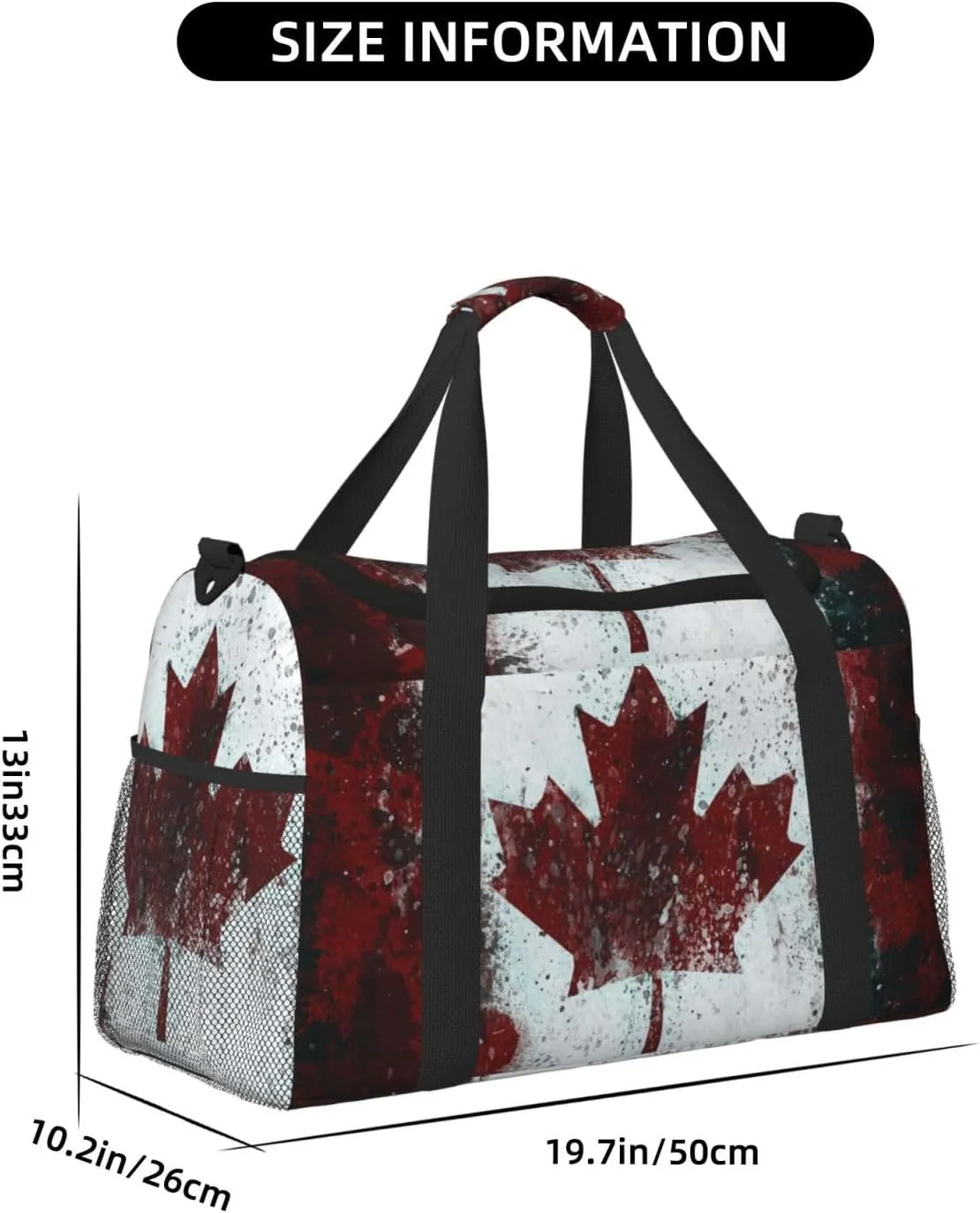 Flag Canada Paint Travel Duffel Bag Large Foldable Waterproof Overnight Bag For Beach Swim Bags Pool Sports Gym