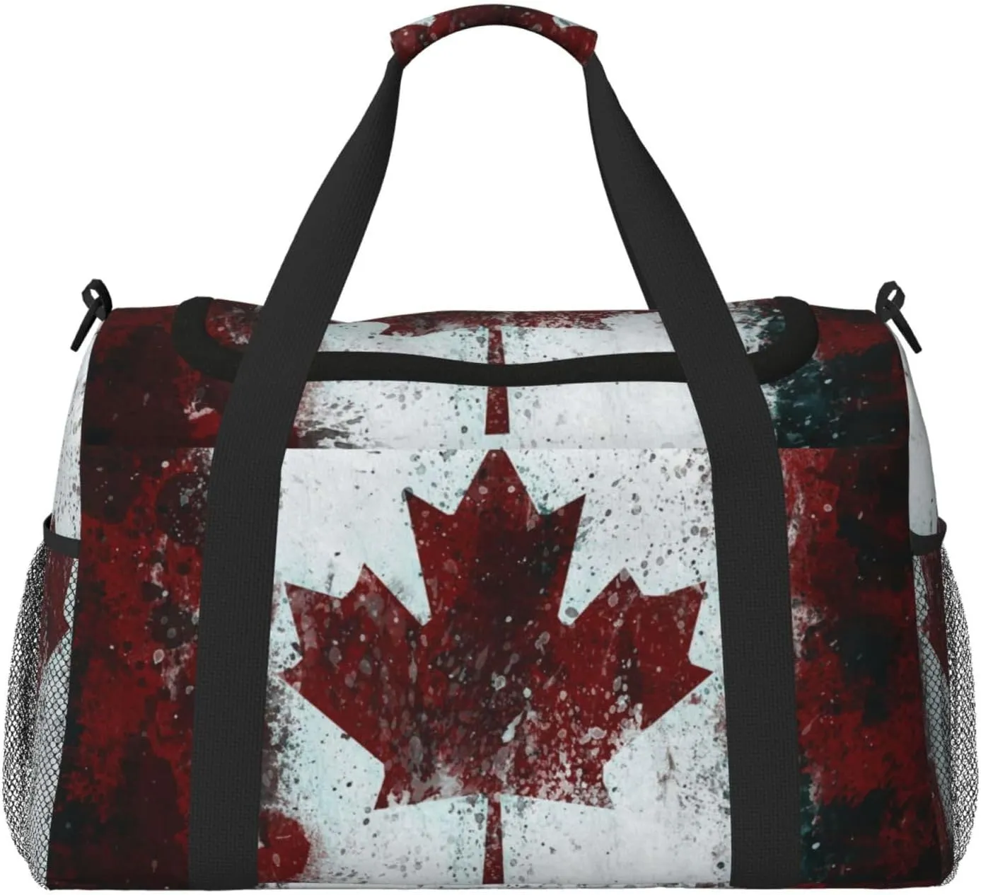 Flag Canada Paint Travel Duffel Bag Large Foldable Waterproof Overnight Bag For Beach Swim Bags Pool Sports Gym