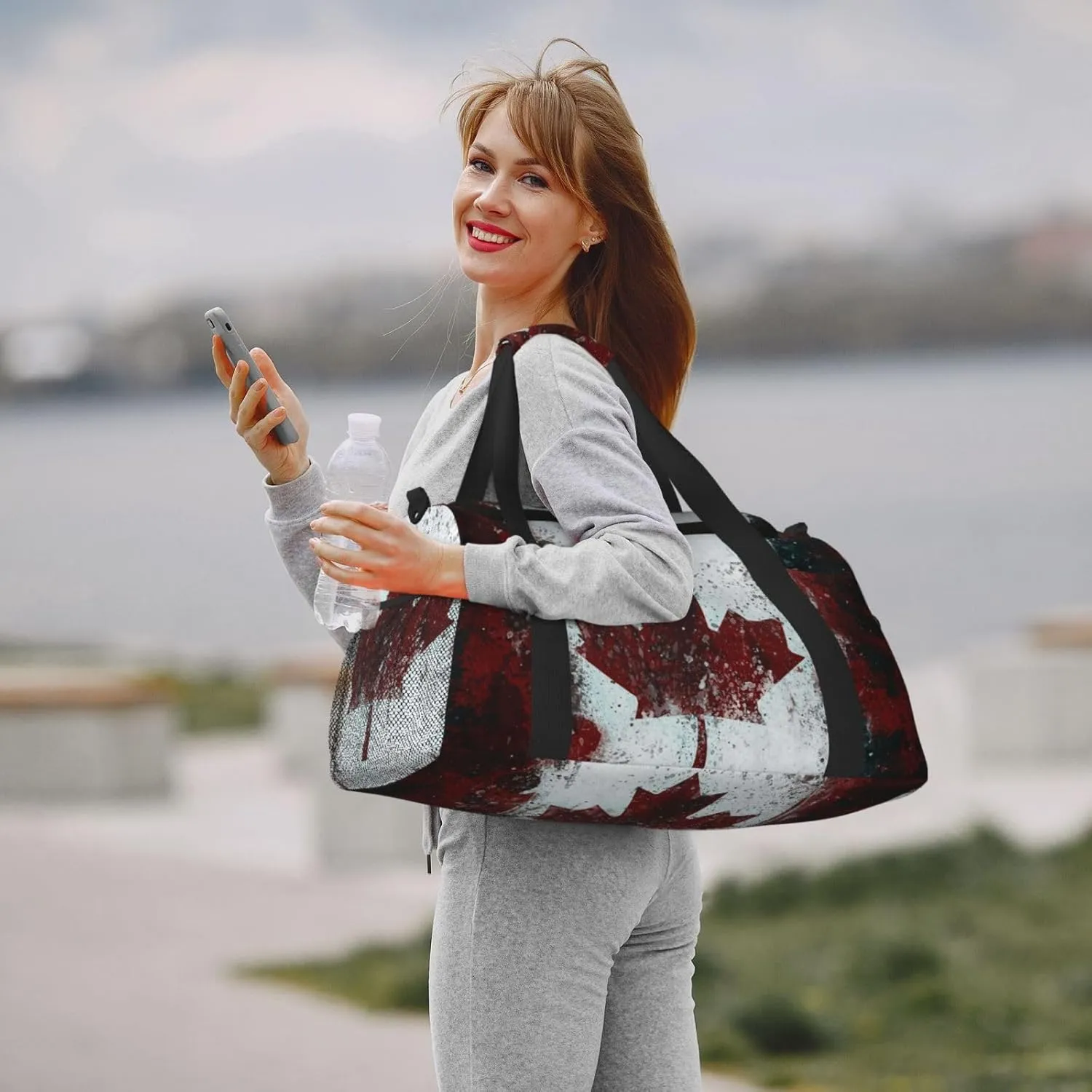 Flag Canada Paint Travel Duffel Bag Large Foldable Waterproof Overnight Bag For Beach Swim Bags Pool Sports Gym