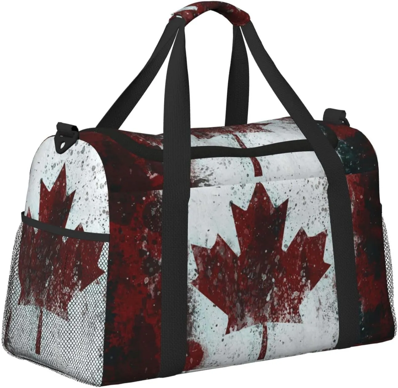 Flag Canada Paint Travel Duffel Bag Large Foldable Waterproof Overnight Bag For Beach Swim Bags Pool Sports Gym