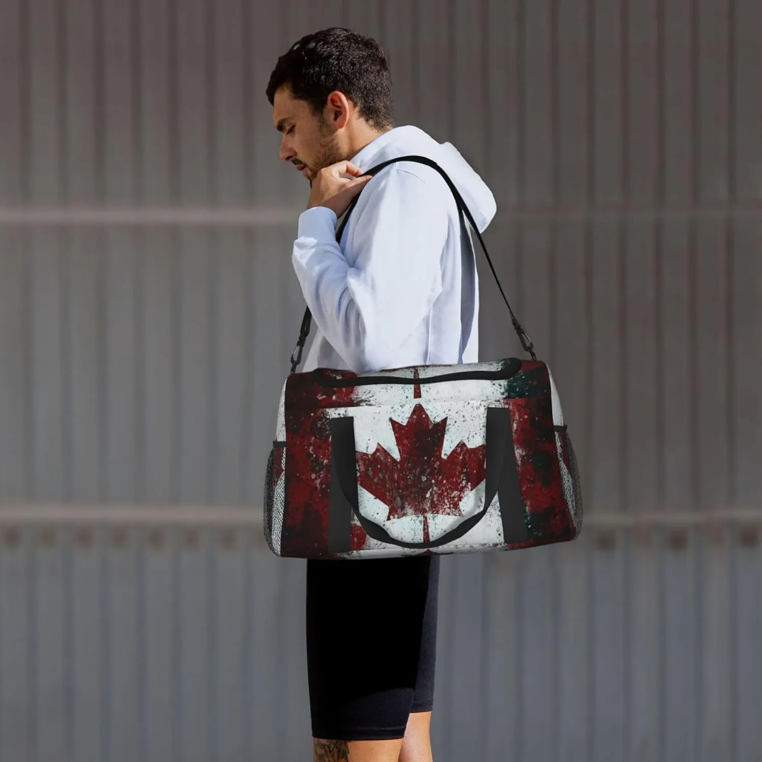 Flag Canada Paint Travel Duffel Bag Large Foldable Waterproof Overnight Bag For Beach Swim Bags Pool Sports Gym
