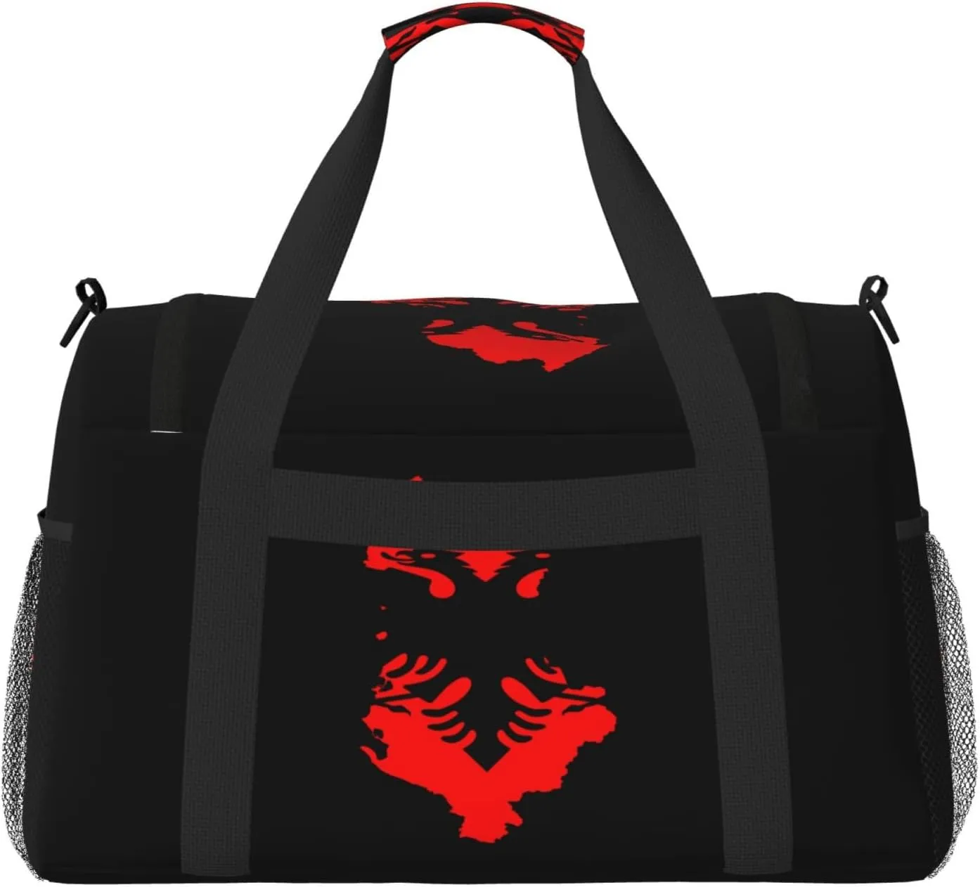 Flag Map Of Albania Travel Duffel Bag Large Foldable Waterproof Overnight Bag For Beach Swim Bags Pool Sports Gym