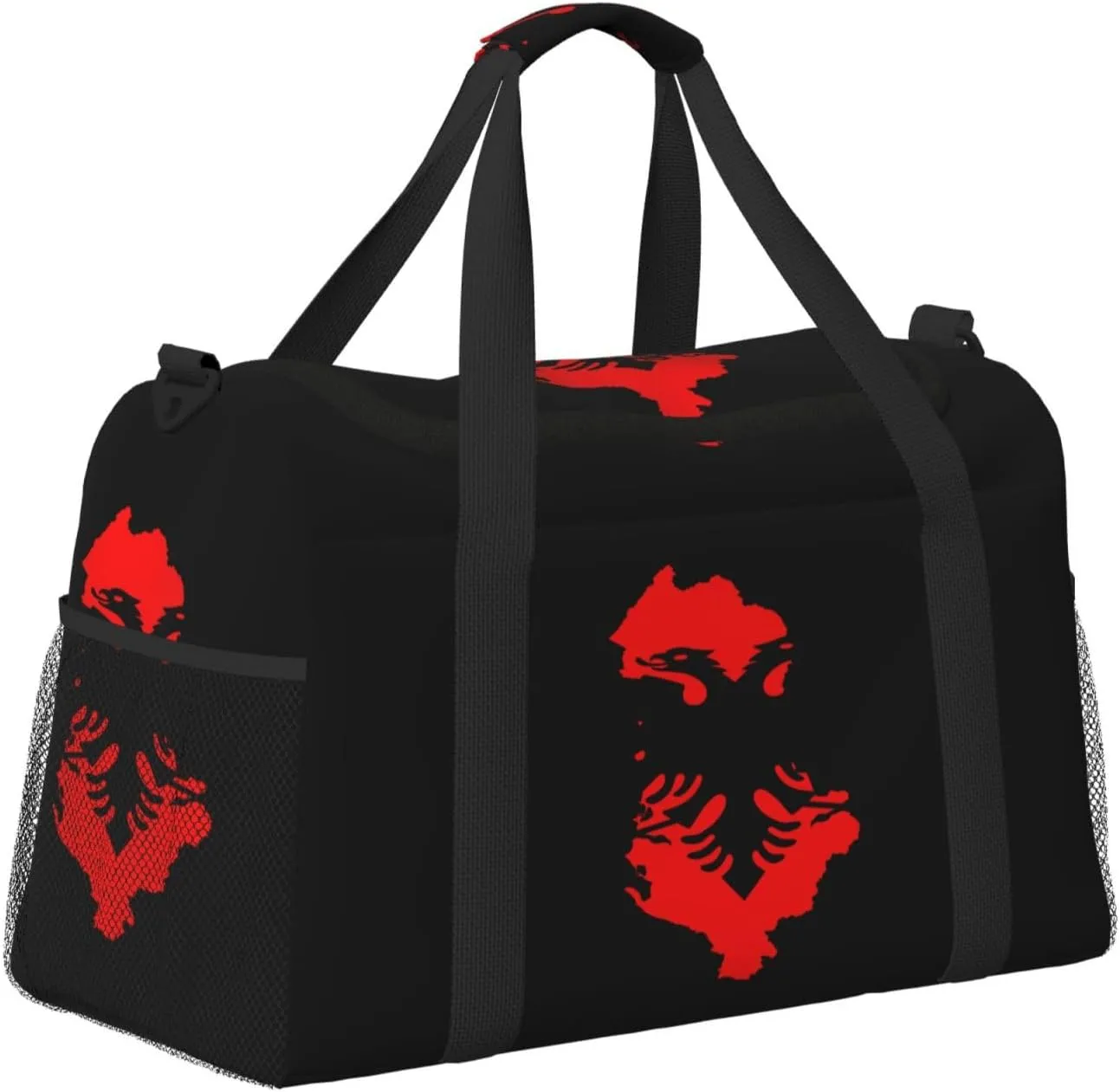 Flag Map Of Albania Travel Duffel Bag Large Foldable Waterproof Overnight Bag For Beach Swim Bags Pool Sports Gym