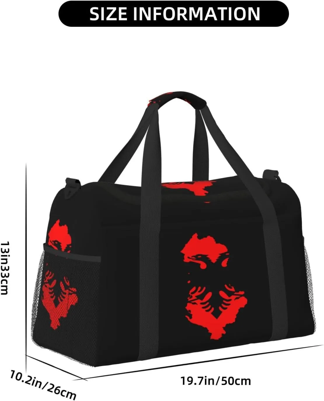 Flag Map Of Albania Travel Duffel Bag Large Foldable Waterproof Overnight Bag For Beach Swim Bags Pool Sports Gym