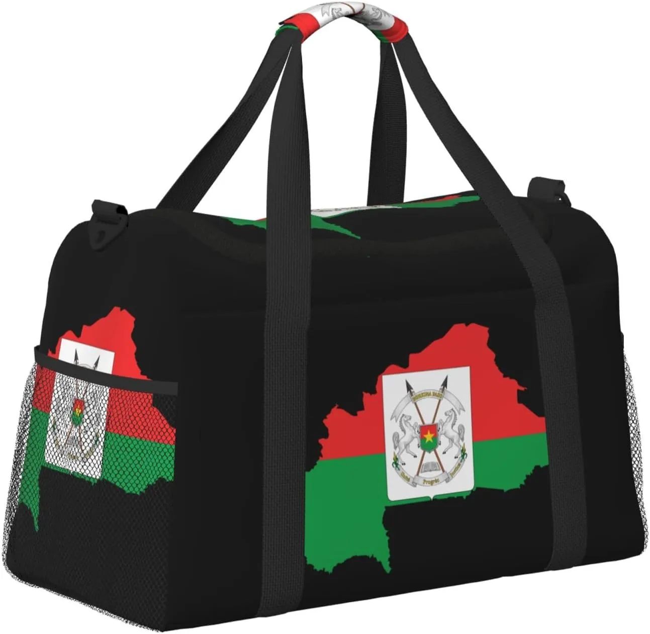 Flag Map Of Burkina Travel Duffel Bag Large Foldable Waterproof Overnight Bag For Beach Swim Bags Pool Sports Gym