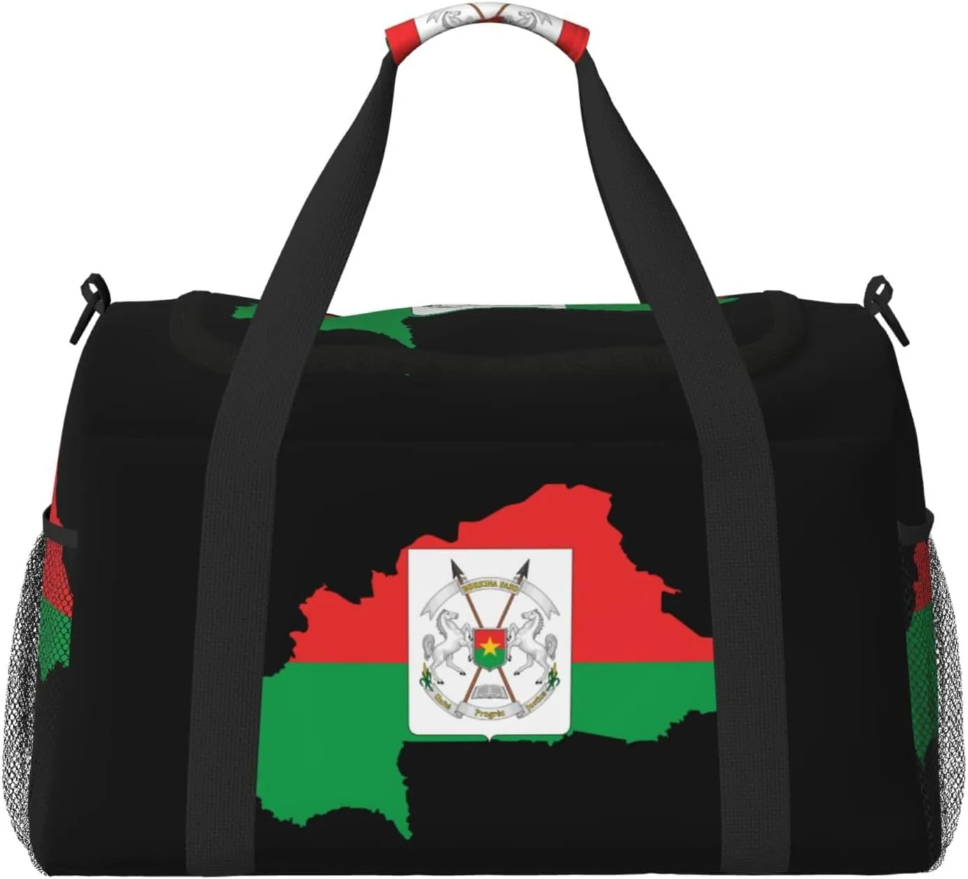 Flag Map Of Burkina Travel Duffel Bag Large Foldable Waterproof Overnight Bag For Beach Swim Bags Pool Sports Gym