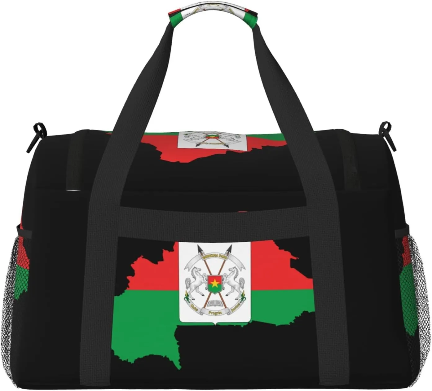 Flag Map Of Burkina Travel Duffel Bag Large Foldable Waterproof Overnight Bag For Beach Swim Bags Pool Sports Gym
