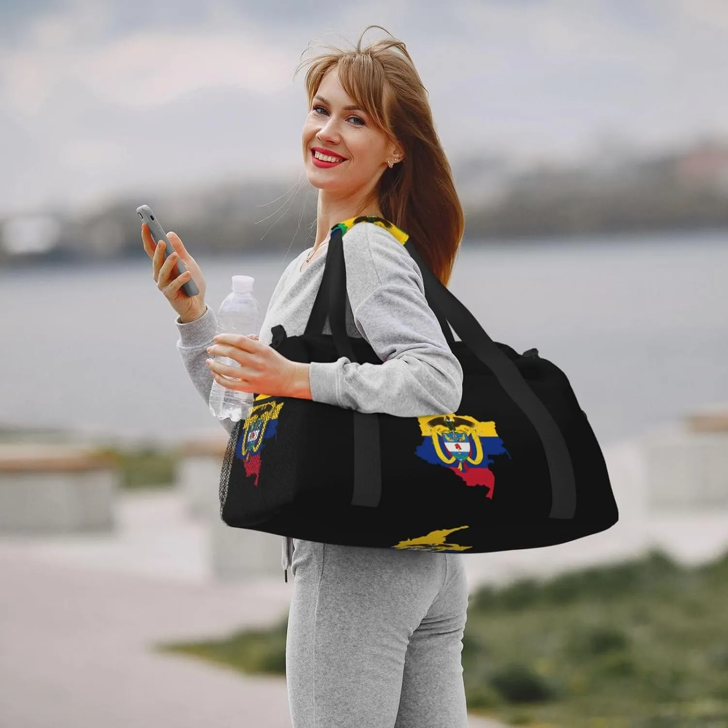 Flag Map Of Colombia Travel Duffel Bag Large Foldable Waterproof Overnight Bag For Beach Swim Bags Pool Sports Gym