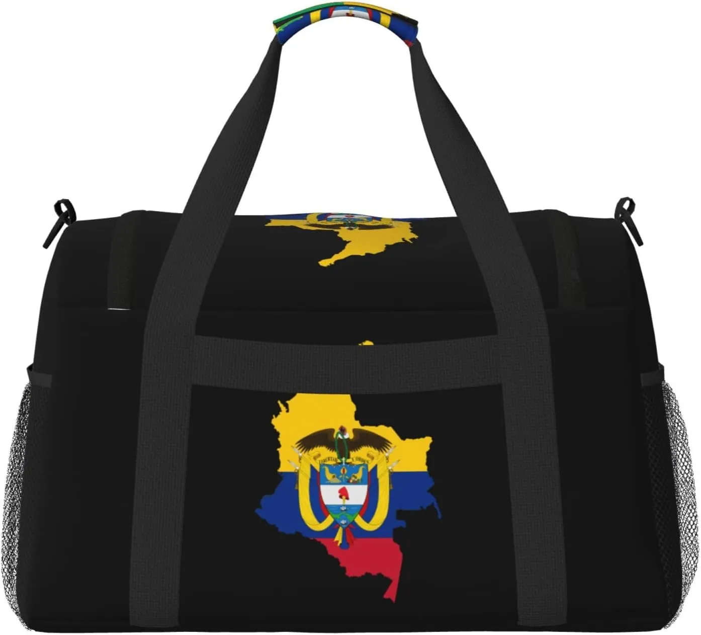 Flag Map Of Colombia Travel Duffel Bag Large Foldable Waterproof Overnight Bag For Beach Swim Bags Pool Sports Gym