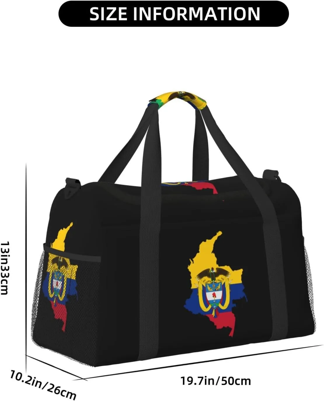 Flag Map Of Colombia Travel Duffel Bag Large Foldable Waterproof Overnight Bag For Beach Swim Bags Pool Sports Gym