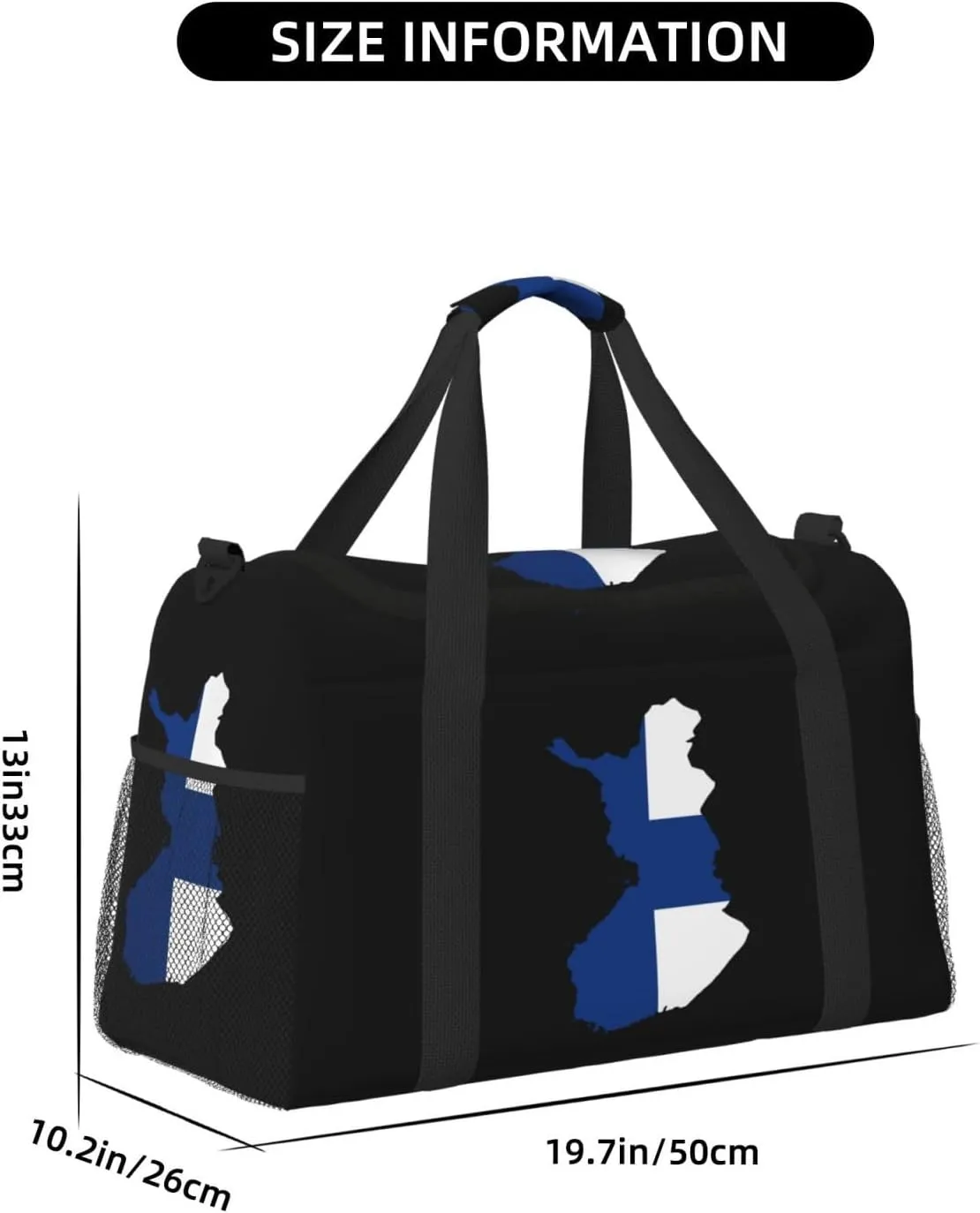 Flag Map Of Finland Travel Duffel Bag Large Foldable Waterproof Overnight Bag For Beach Swim Bags Pool Sports Gym