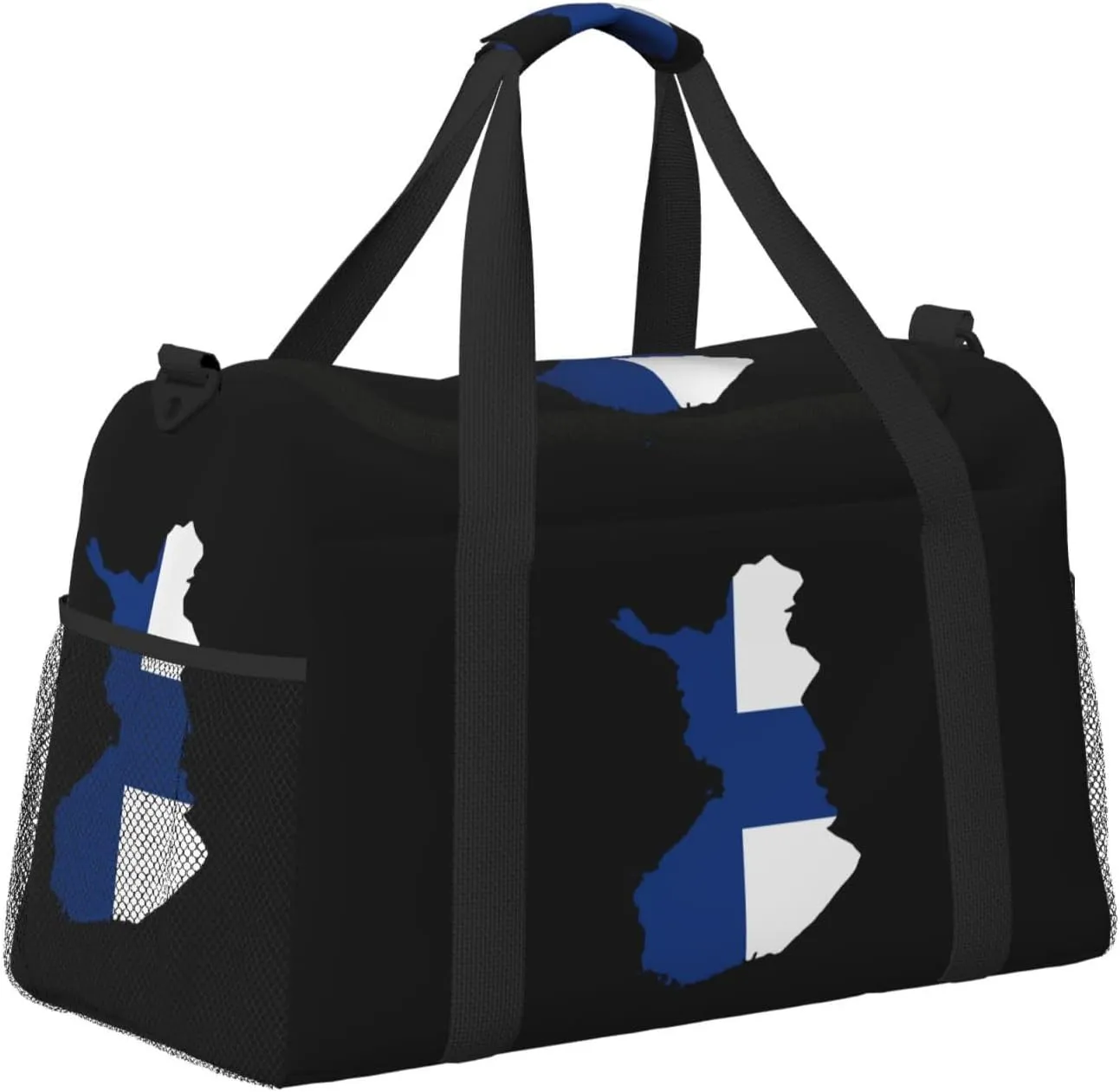 Flag Map Of Finland Travel Duffel Bag Large Foldable Waterproof Overnight Bag For Beach Swim Bags Pool Sports Gym