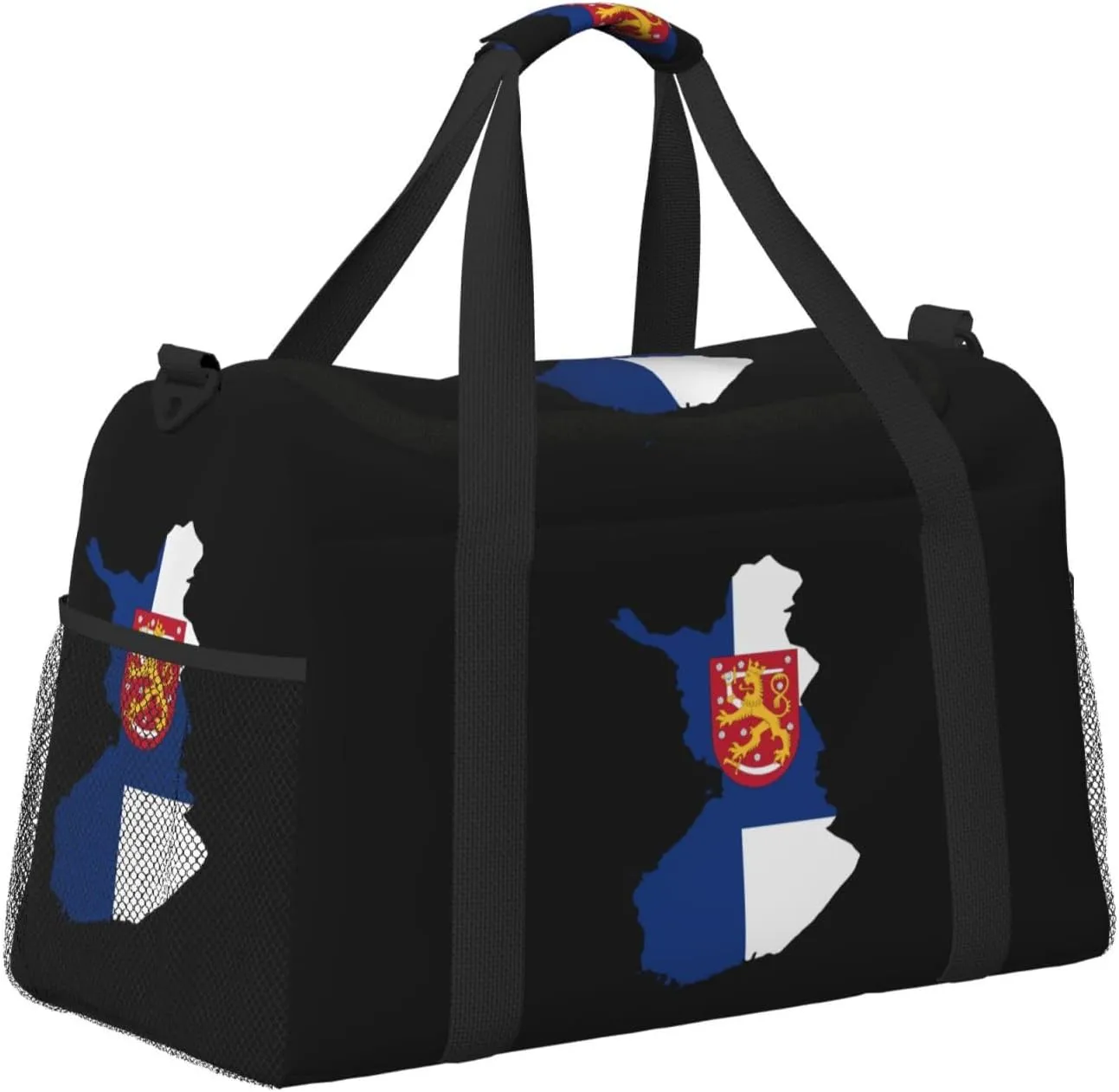 Flag Map Of Finland Travel Duffel Bag Large Foldable Waterproof Overnight Bag For Beach Swim Bags Pool Sports Gym