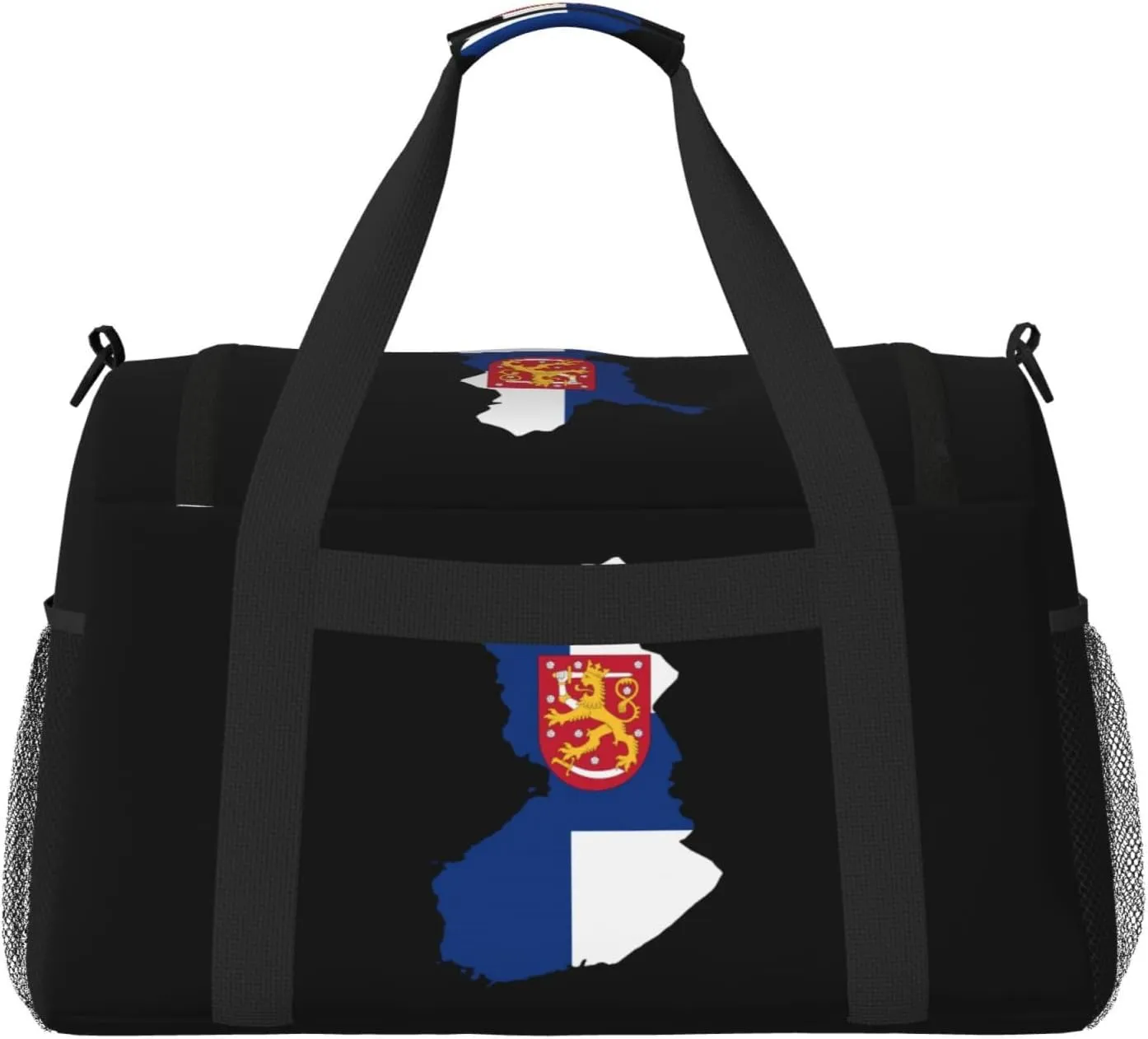 Flag Map Of Finland Travel Duffel Bag Large Foldable Waterproof Overnight Bag For Beach Swim Bags Pool Sports Gym