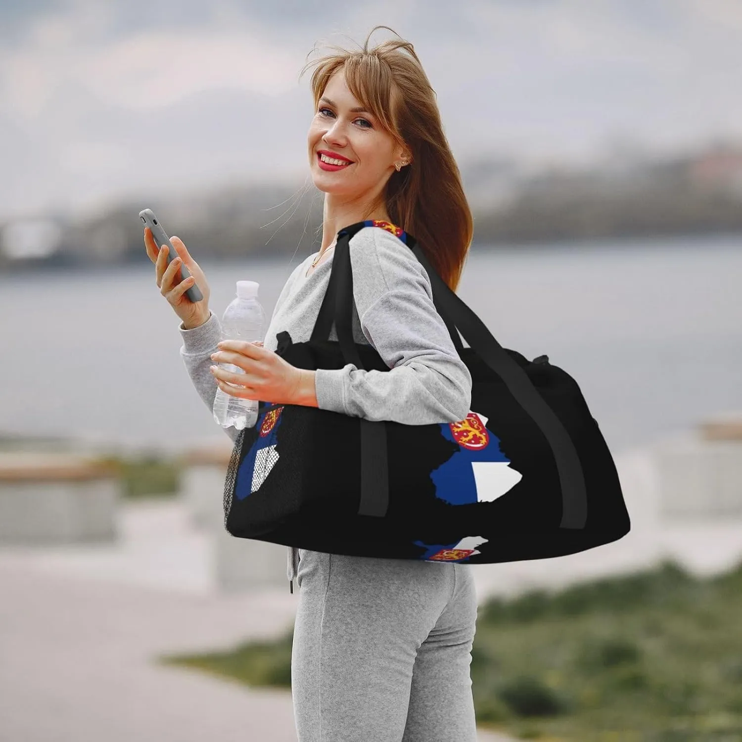 Flag Map Of Finland Travel Duffel Bag Large Foldable Waterproof Overnight Bag For Beach Swim Bags Pool Sports Gym
