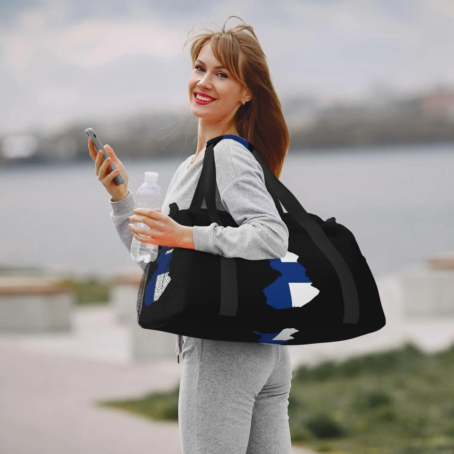 Flag Map Of Finland Travel Duffel Bag Large Foldable Waterproof Overnight Bag For Beach Swim Bags Pool Sports Gym
