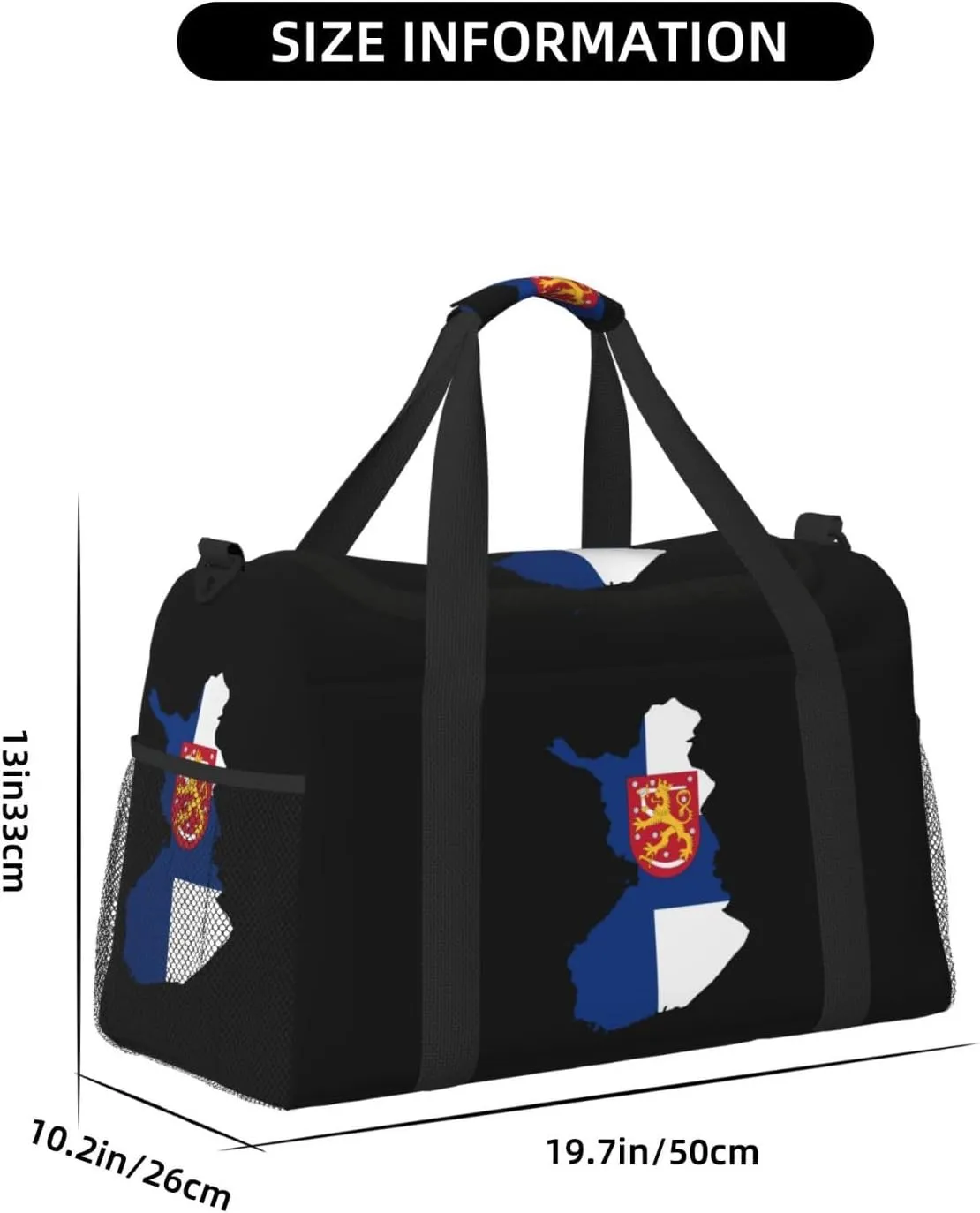 Flag Map Of Finland Travel Duffel Bag Large Foldable Waterproof Overnight Bag For Beach Swim Bags Pool Sports Gym