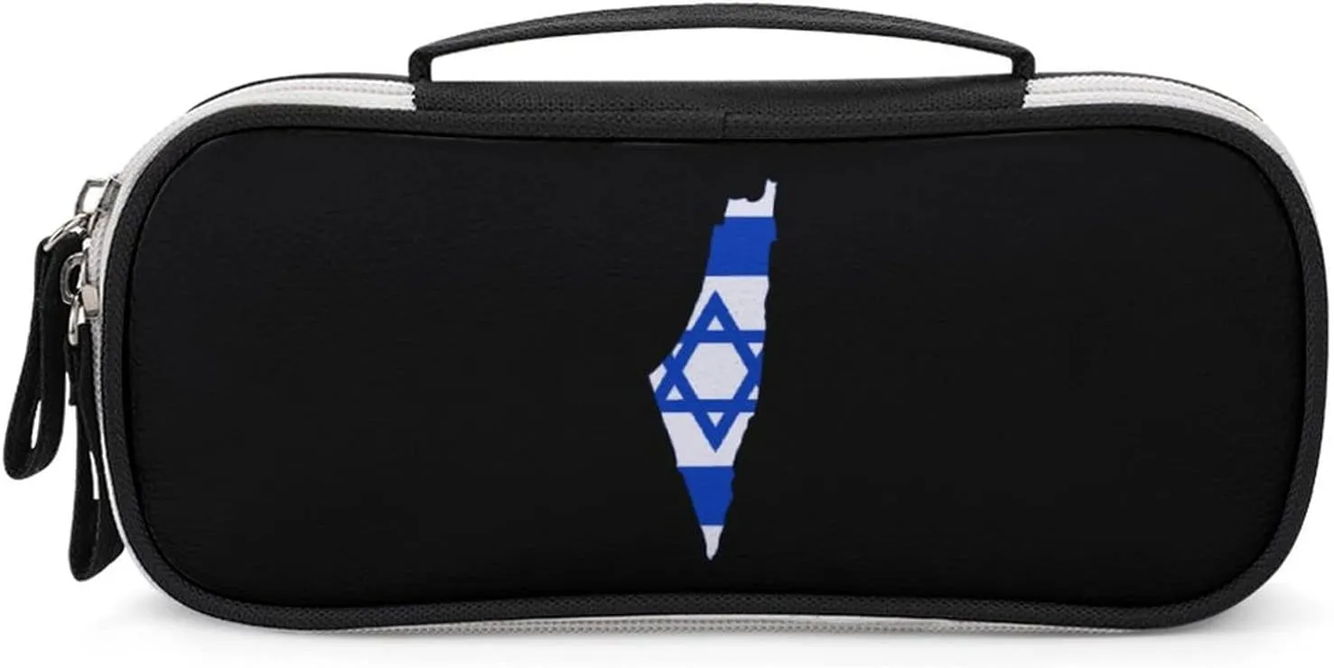 Flag Map of Israel Portable Pencil Pen Case Small Cosmetic Bag Womens Makeup Pouch Pencil Bags