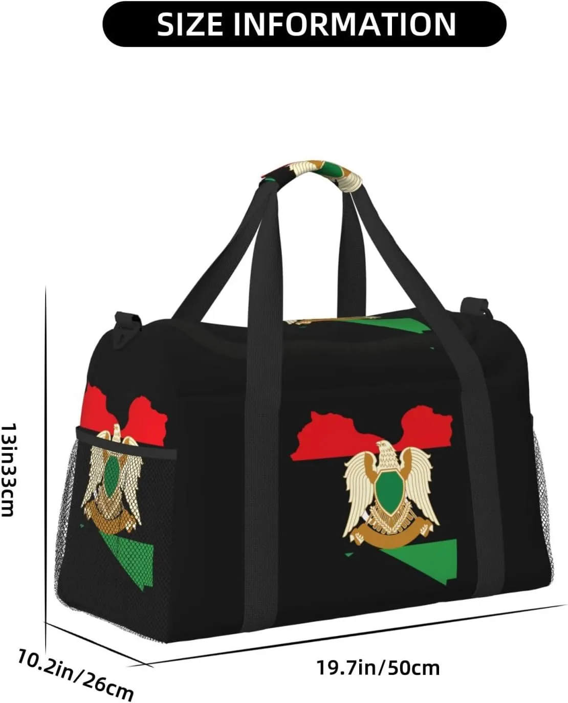 Flag Map Of Libya Travel Duffel Bag Large Foldable Waterproof Overnight Bag For Beach Swim Bags Pool Sports Gym