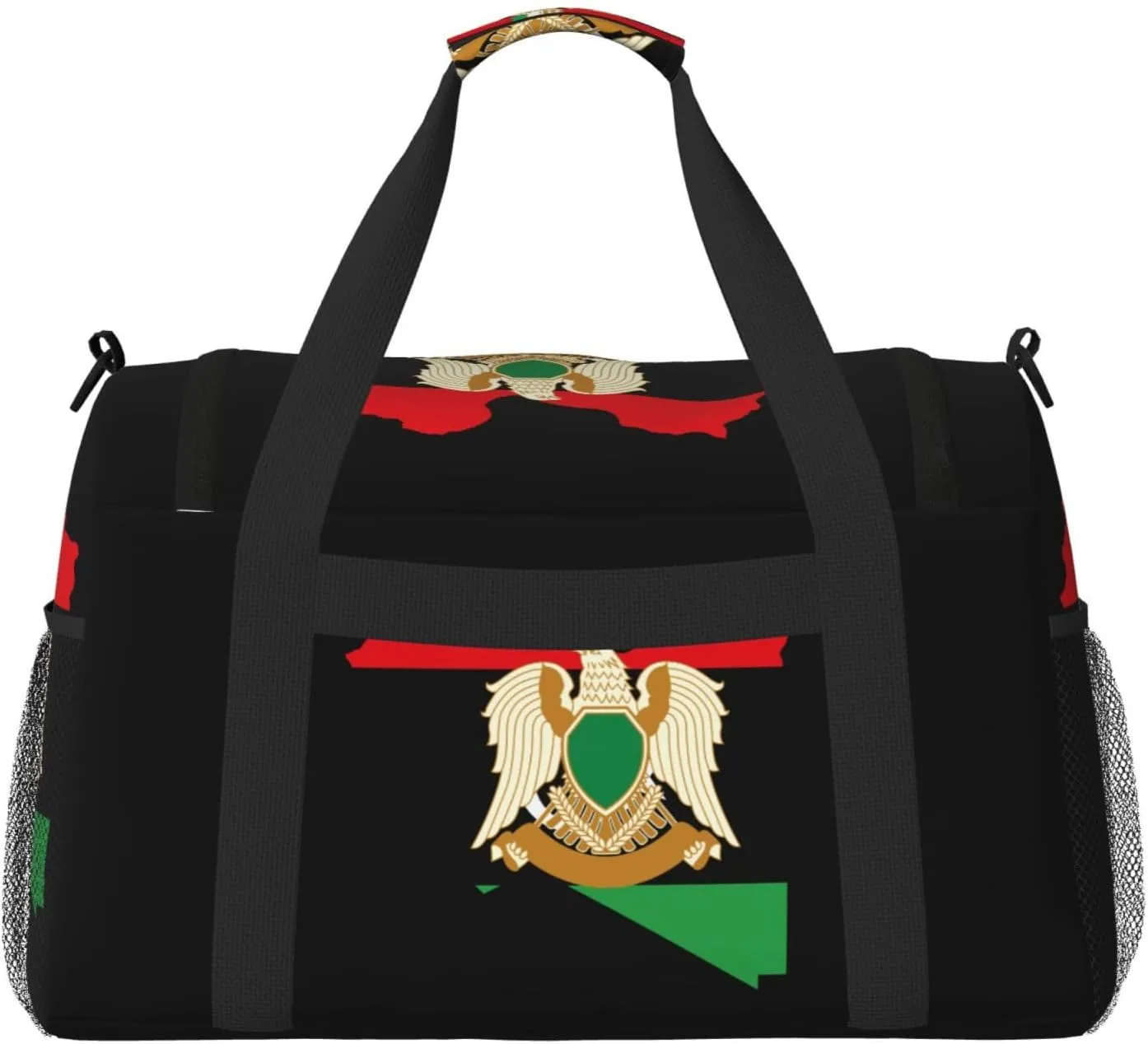 Flag Map Of Libya Travel Duffel Bag Large Foldable Waterproof Overnight Bag For Beach Swim Bags Pool Sports Gym