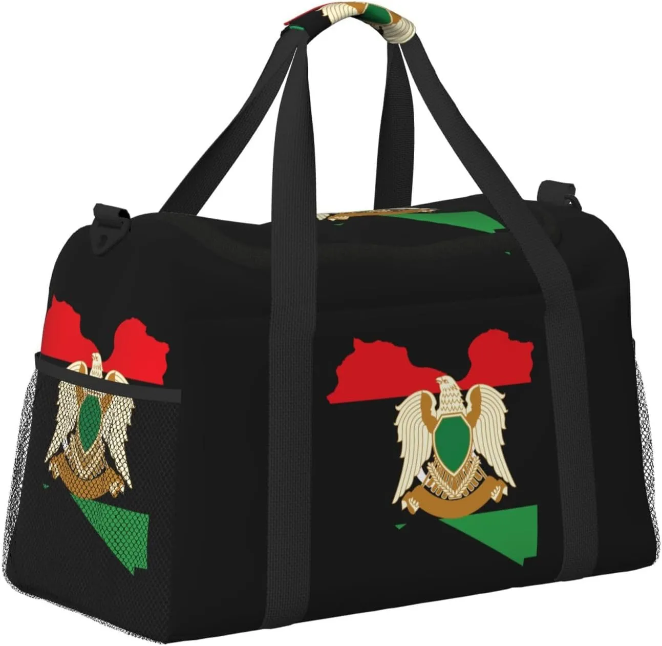 Flag Map Of Libya Travel Duffel Bag Large Foldable Waterproof Overnight Bag For Beach Swim Bags Pool Sports Gym