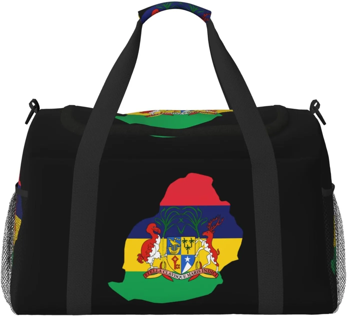 Flag Map Of Mauritius Travel Duffel Bag Large Foldable Waterproof Overnight Bag For Beach Swim Bags Pool Sports Gym