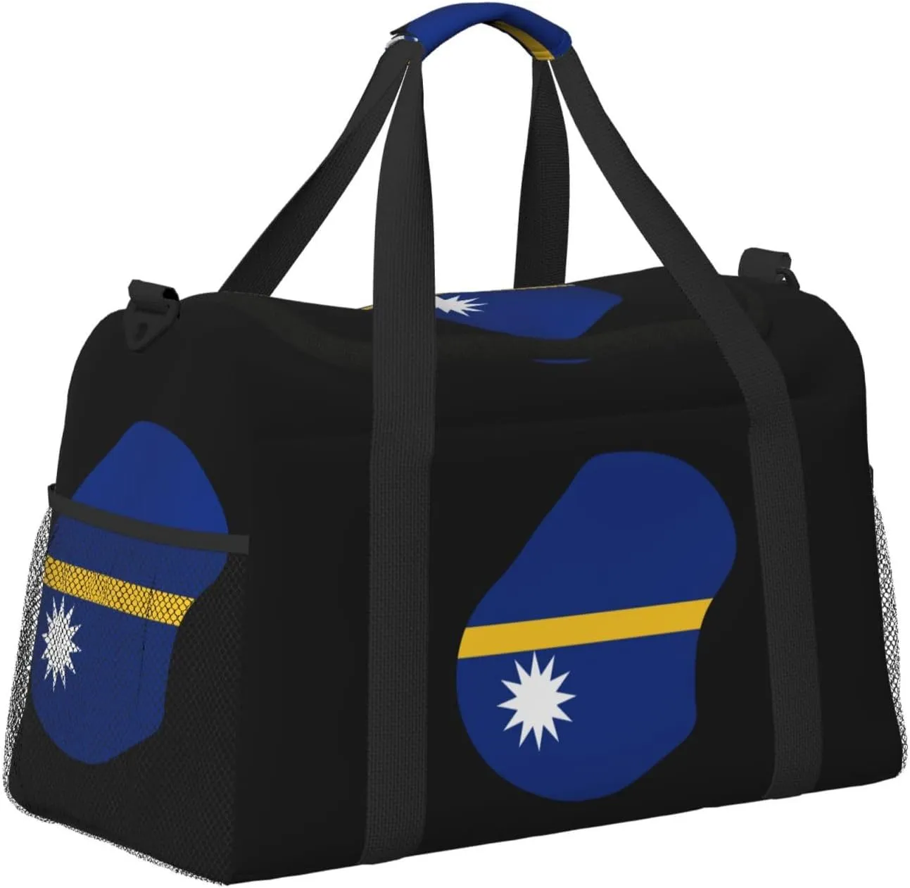 Flag Map Of Nauru Travel Duffel Bag Large Foldable Waterproof Overnight Bag For Beach Swim Bags Pool Sports Gym