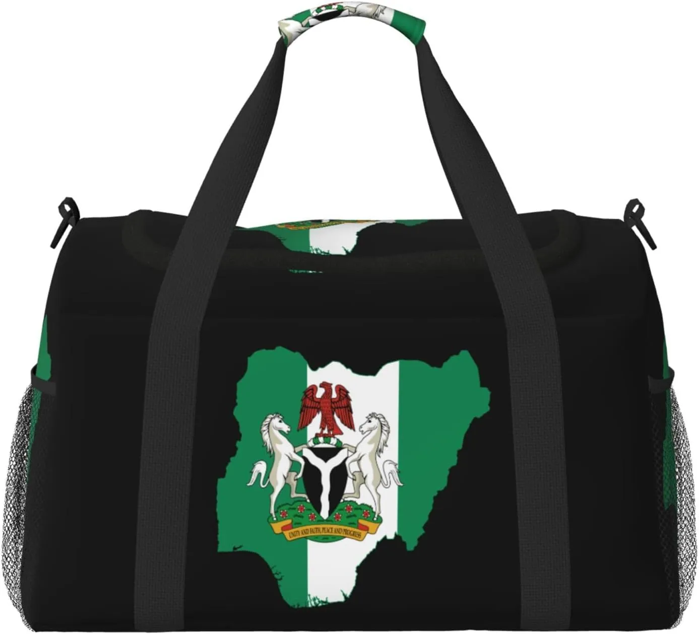 Flag Map Of Nigeria Travel Duffel Bag Large Foldable Waterproof Overnight Bag For Beach Swim Bags Pool Sports Gym