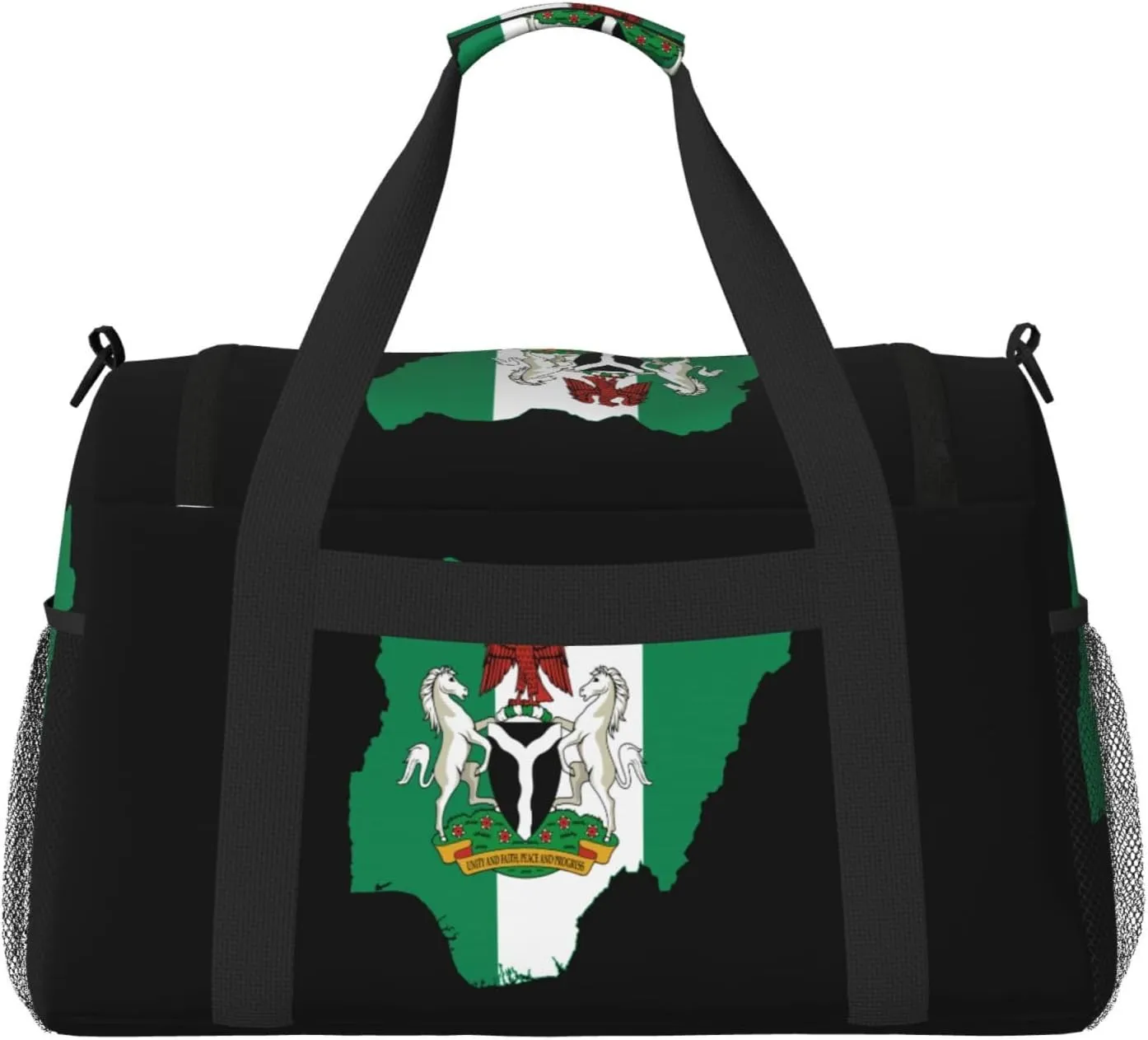 Flag Map Of Nigeria Travel Duffel Bag Large Foldable Waterproof Overnight Bag For Beach Swim Bags Pool Sports Gym