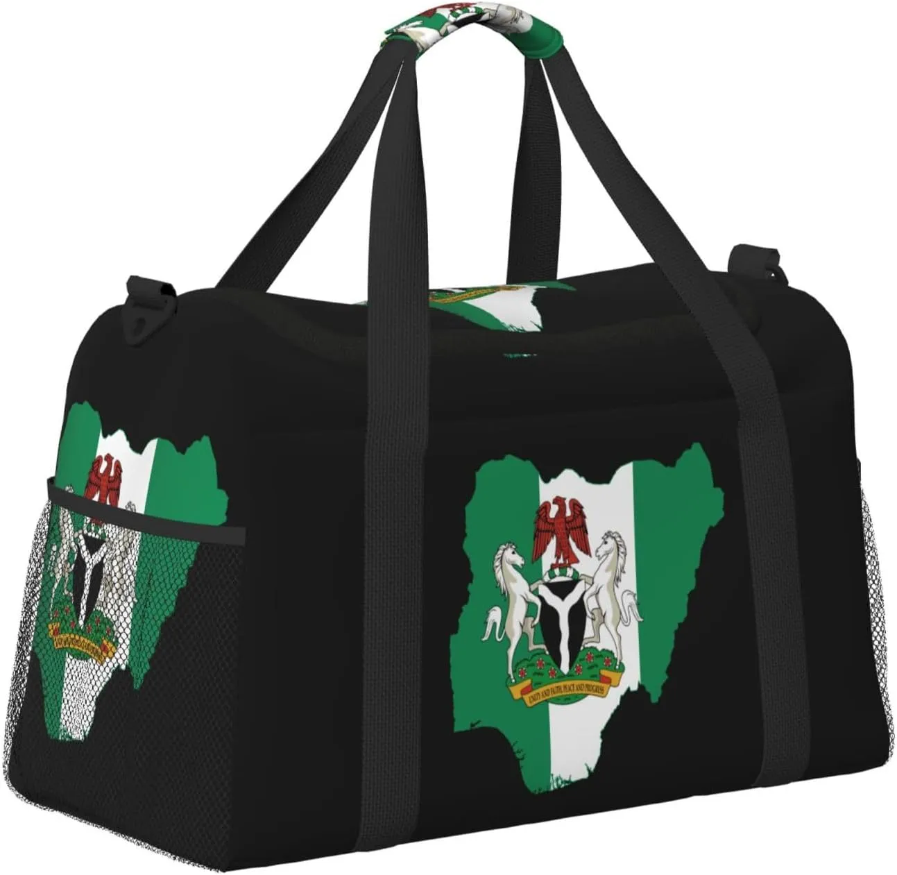 Flag Map Of Nigeria Travel Duffel Bag Large Foldable Waterproof Overnight Bag For Beach Swim Bags Pool Sports Gym