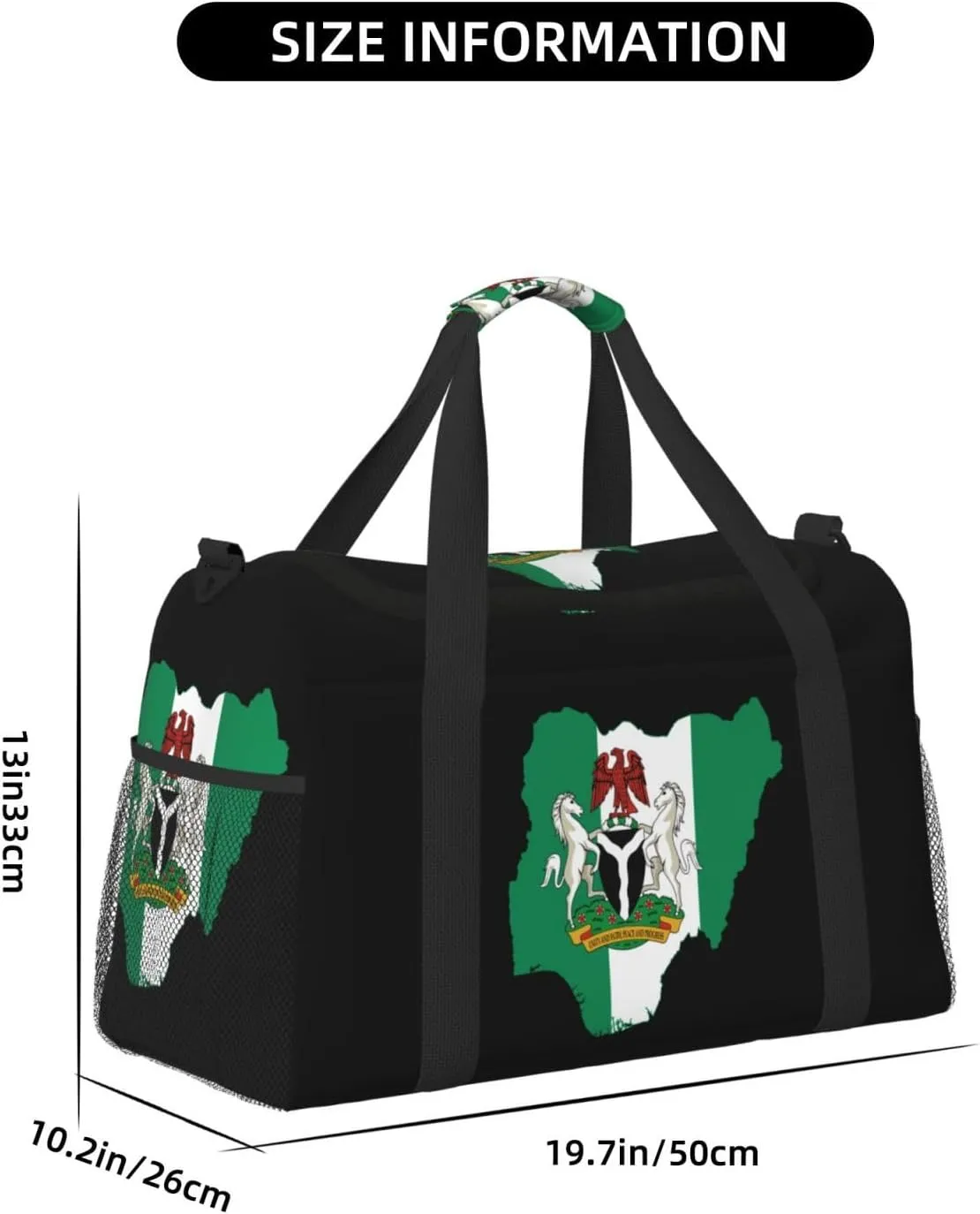 Flag Map Of Nigeria Travel Duffel Bag Large Foldable Waterproof Overnight Bag For Beach Swim Bags Pool Sports Gym