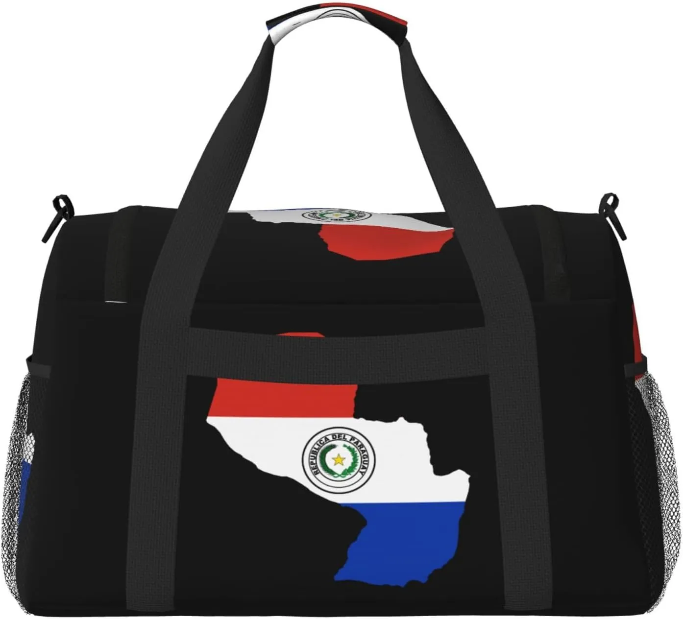 Flag Map Of Paraguay Travel Duffel Bag Large Foldable Waterproof Overnight Bag For Beach Swim Bags Pool Sports Gym
