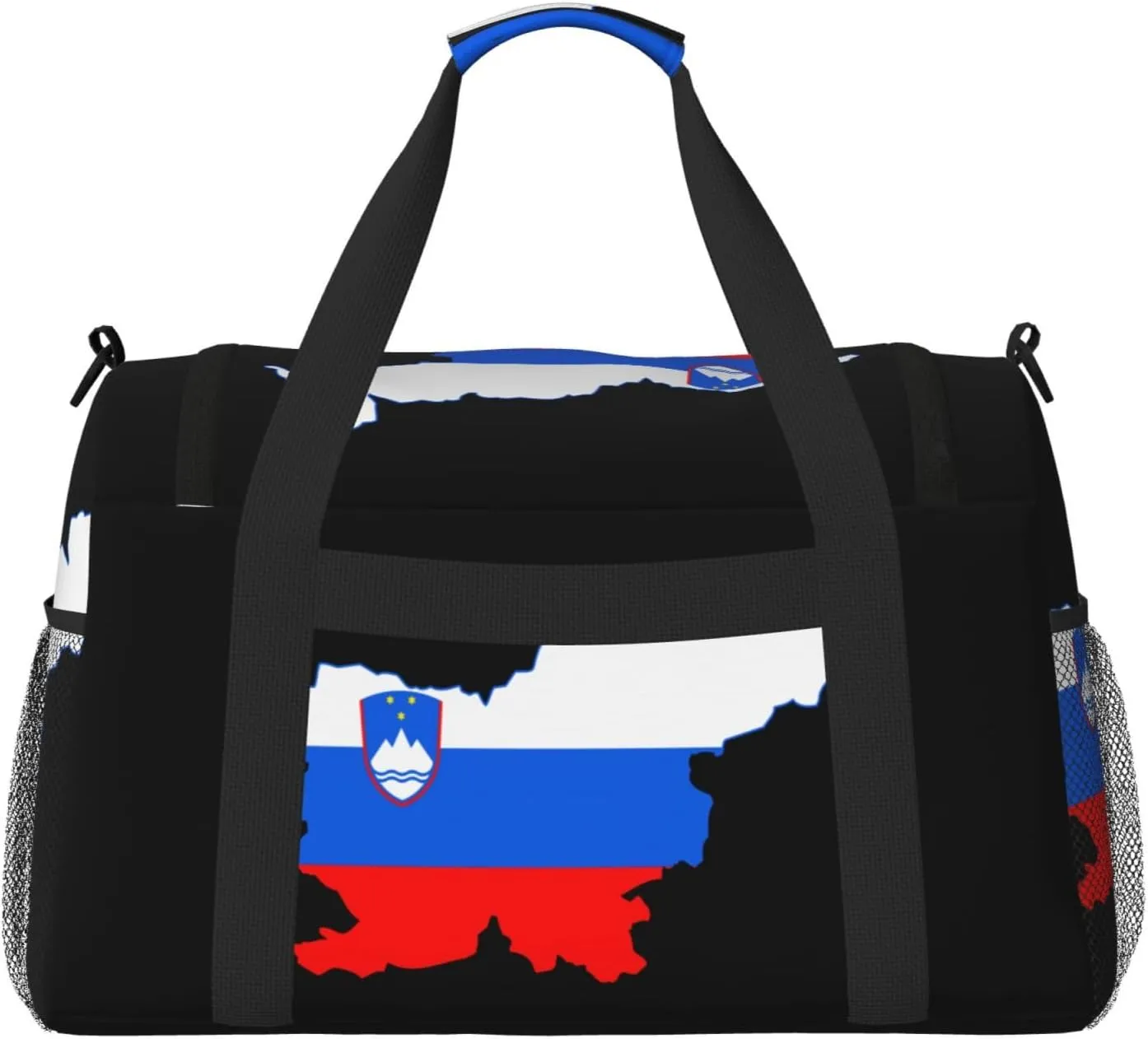 Flag Map Of Slovenia Travel Duffel Bag Large Foldable Waterproof Overnight Bag For Beach Swim Bags Pool Sports Gym