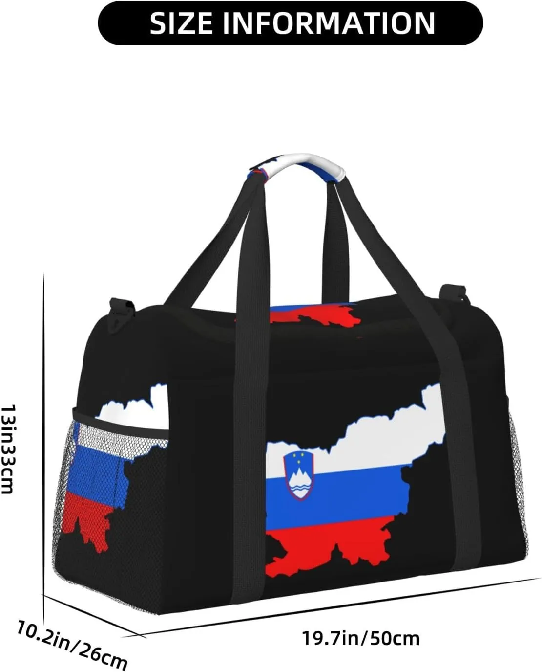 Flag Map Of Slovenia Travel Duffel Bag Large Foldable Waterproof Overnight Bag For Beach Swim Bags Pool Sports Gym