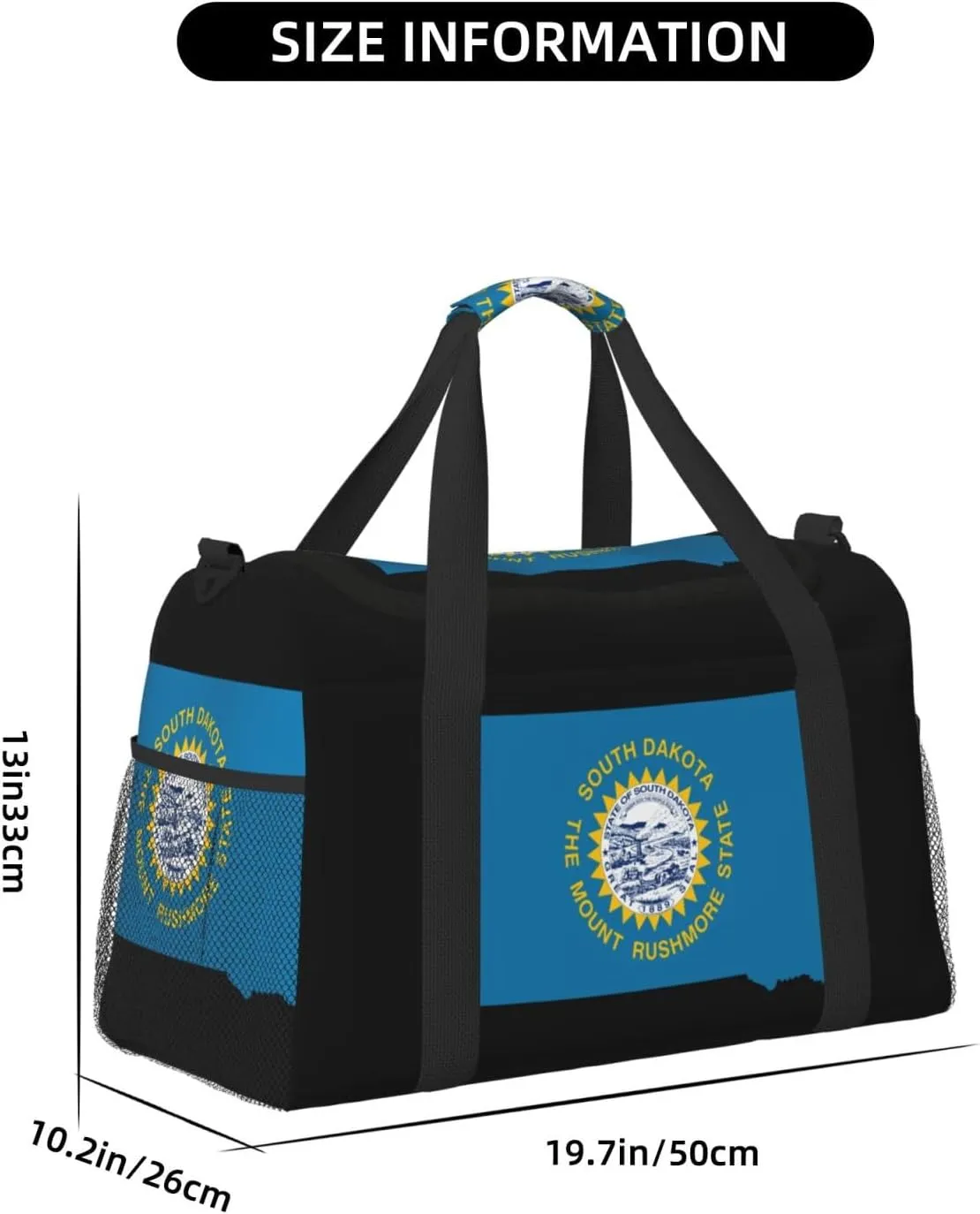 Flag Map Of South Dakota Travel Duffel Bag Large Foldable Waterproof Overnight Bag For Beach Swim Bags Pool Sports Gym